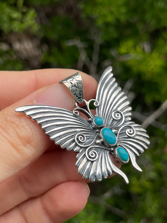 Turquoise Butterfly Pendant | Sterling Silver 925 B738