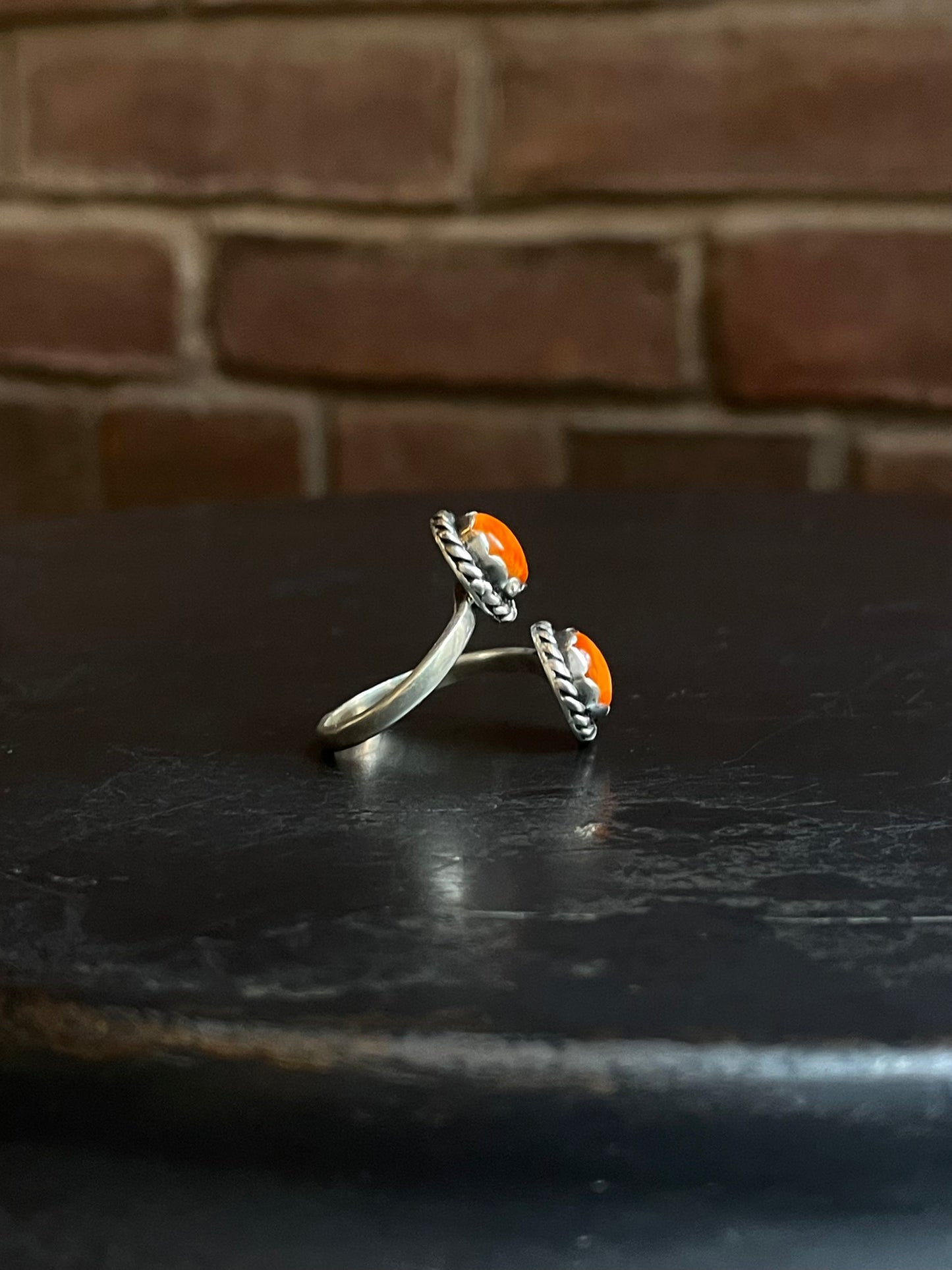 Spiny Oyster Bypass Ring | 925 Sterling Silver Size 8 E483
