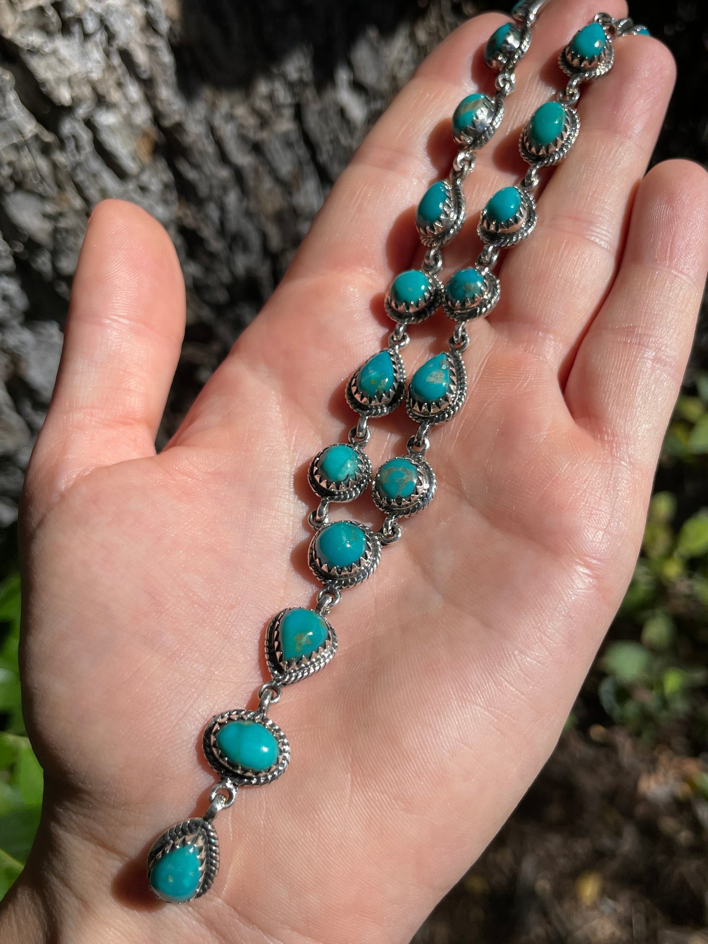 Turquoise Lariat Necklace | Sterling Silver 925 B422