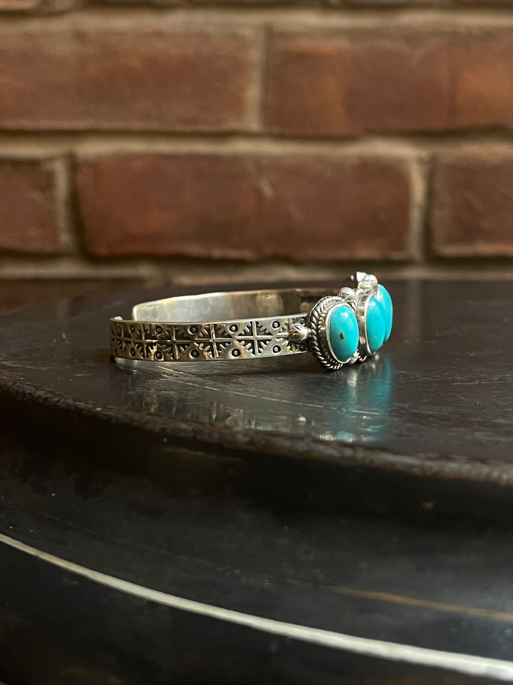 Kingman Turquoise Cuff | Five Stone Cluster | 925 Silver E681