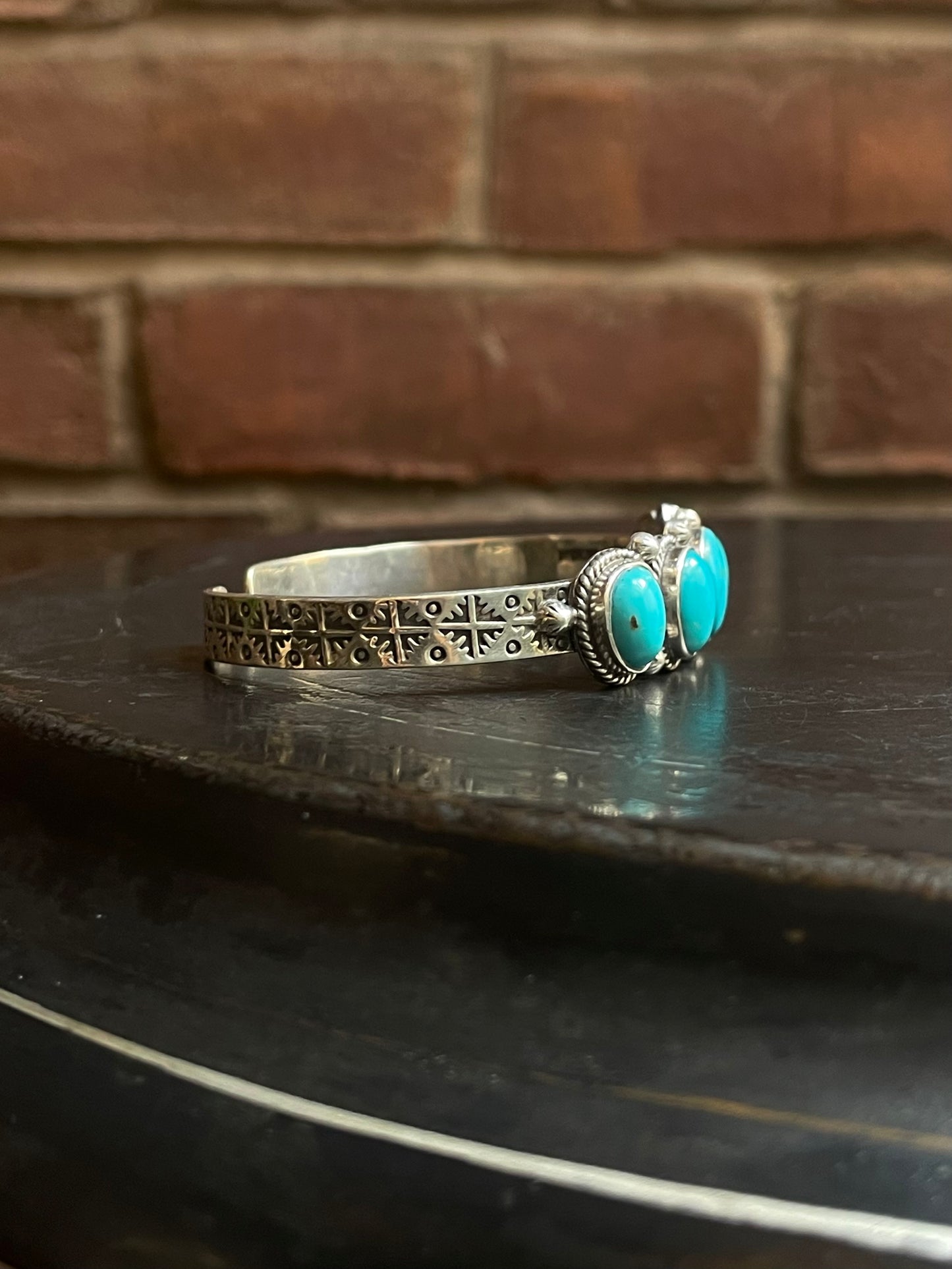 Kingman Turquoise Cuff | Five Stone Cluster | 925 Silver E681