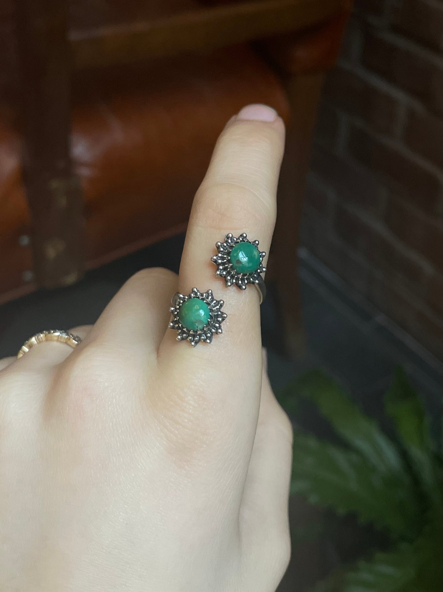 Turquoise Bypass Ring | 925 Sterling Silver Size 8 E485