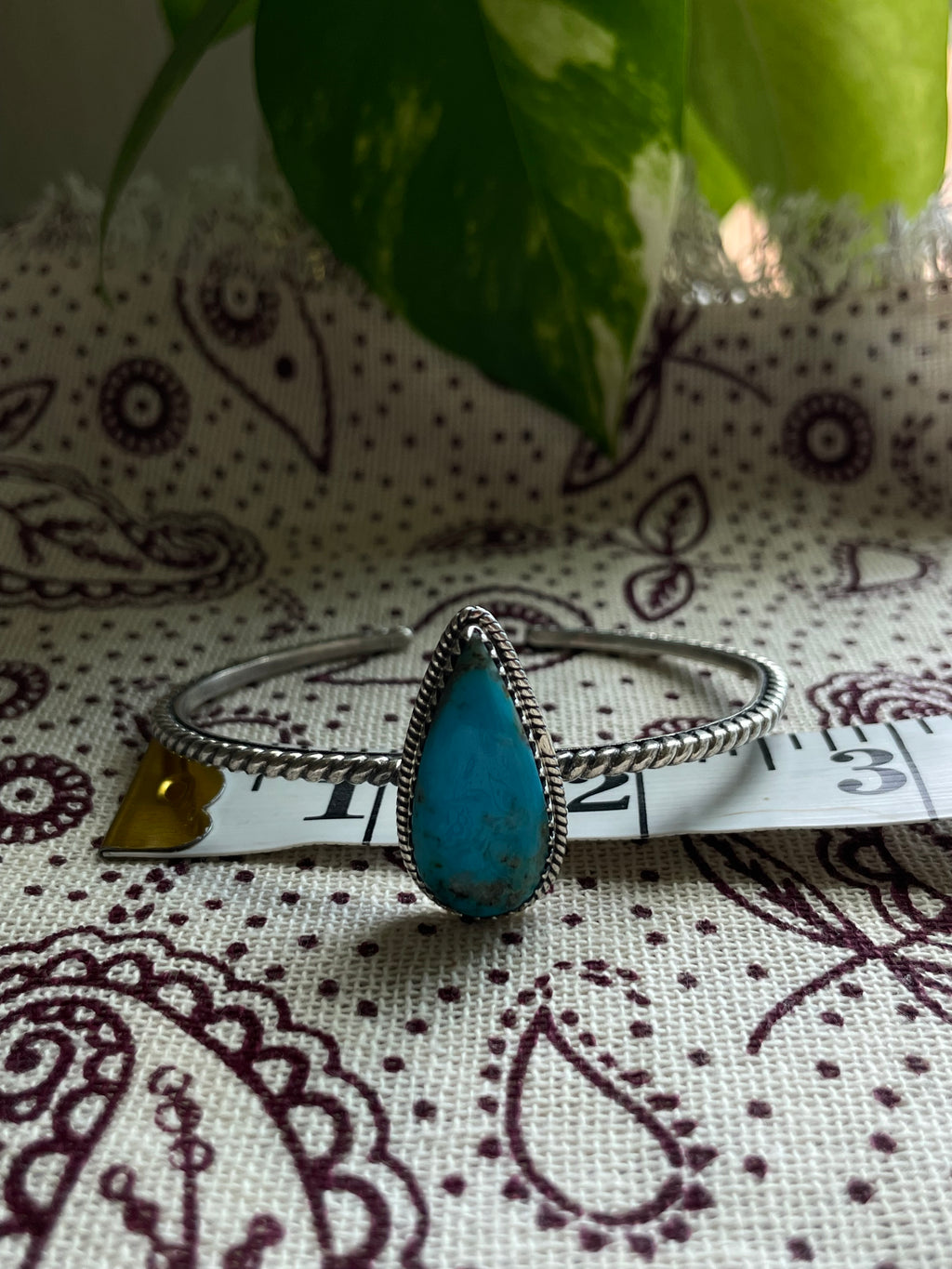 Turquoise Teardrop Cuff Bracelet | 925 Sterling Silver D271