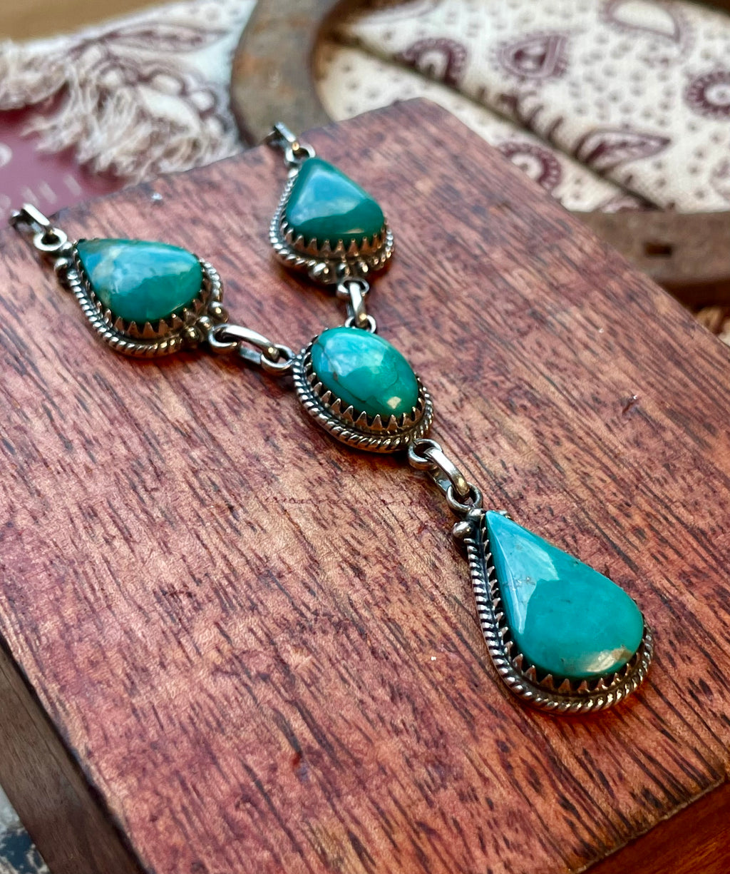 Kingman Turquoise Lariat Necklace | 925 Sterling Silver D214