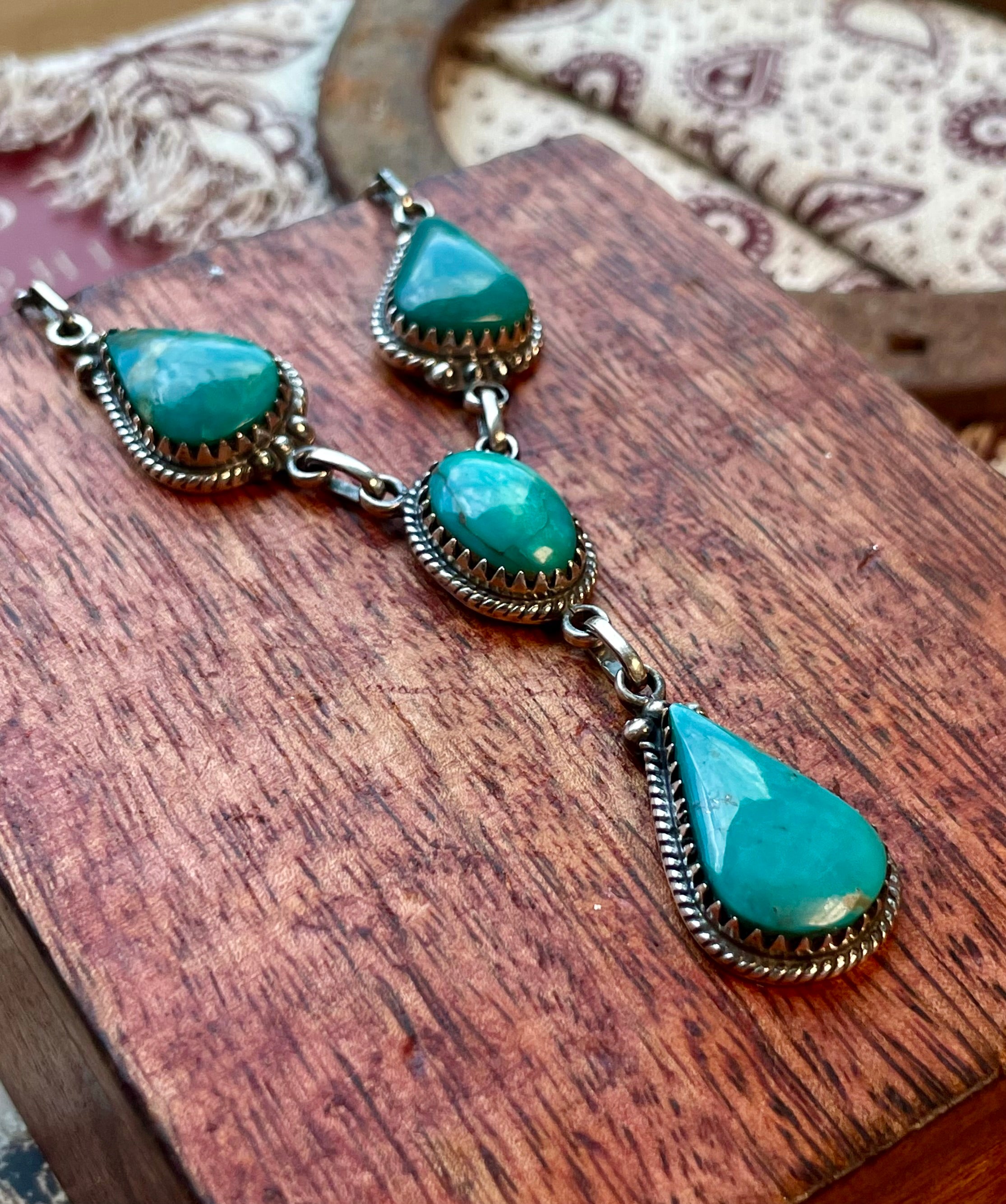 Kingman Turquoise Lariat Necklace | 925 Sterling Silver D214