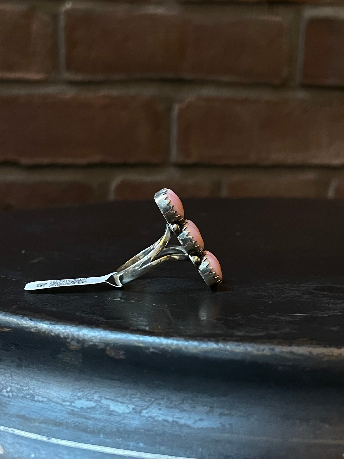 Pink Conch Ring - - Rectangle Cluster | Sterling Silver | Size 9 | A100