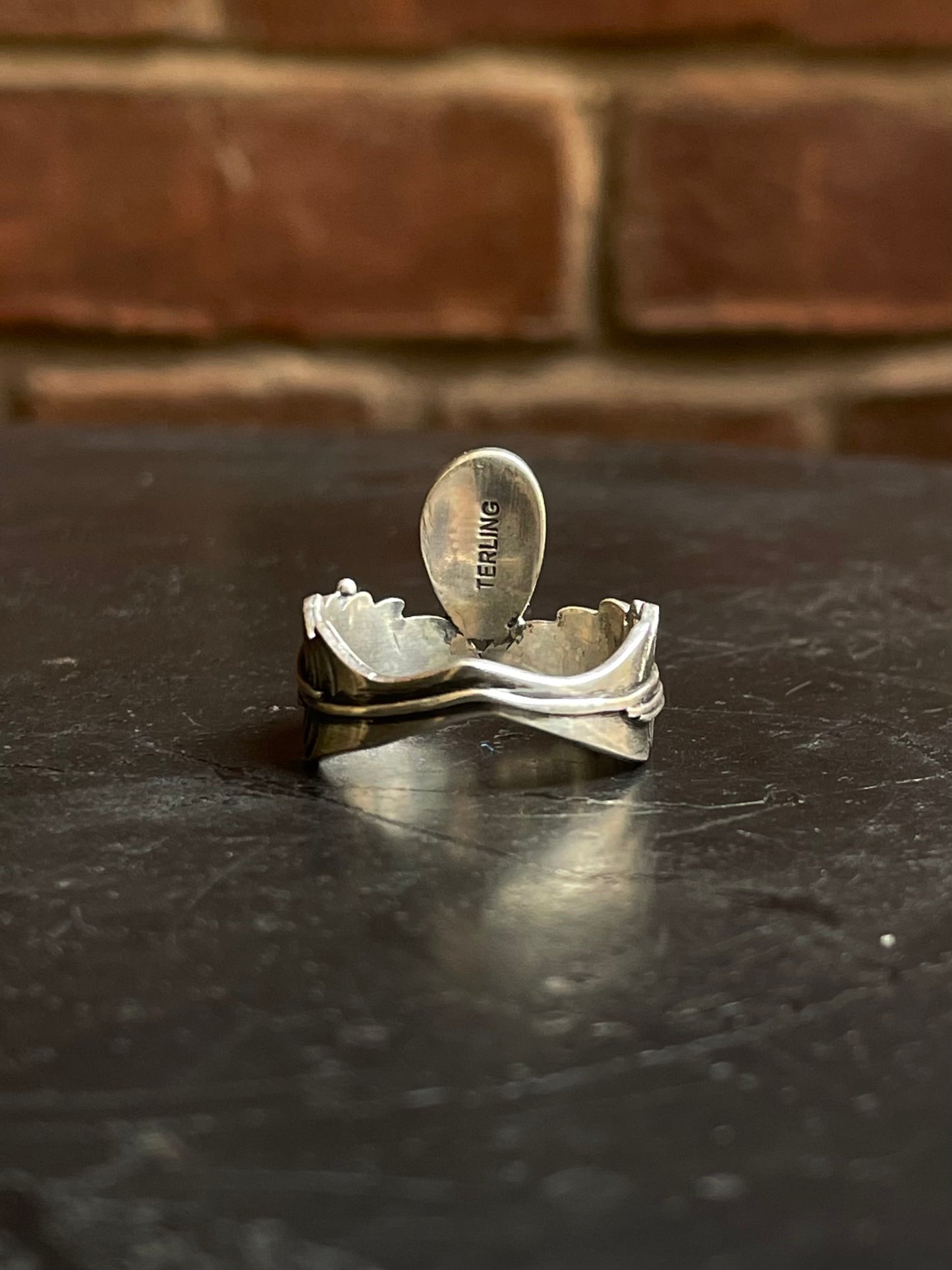 Kingman Turquoise Feather Ring | Sterling Silver | Size 10 G303