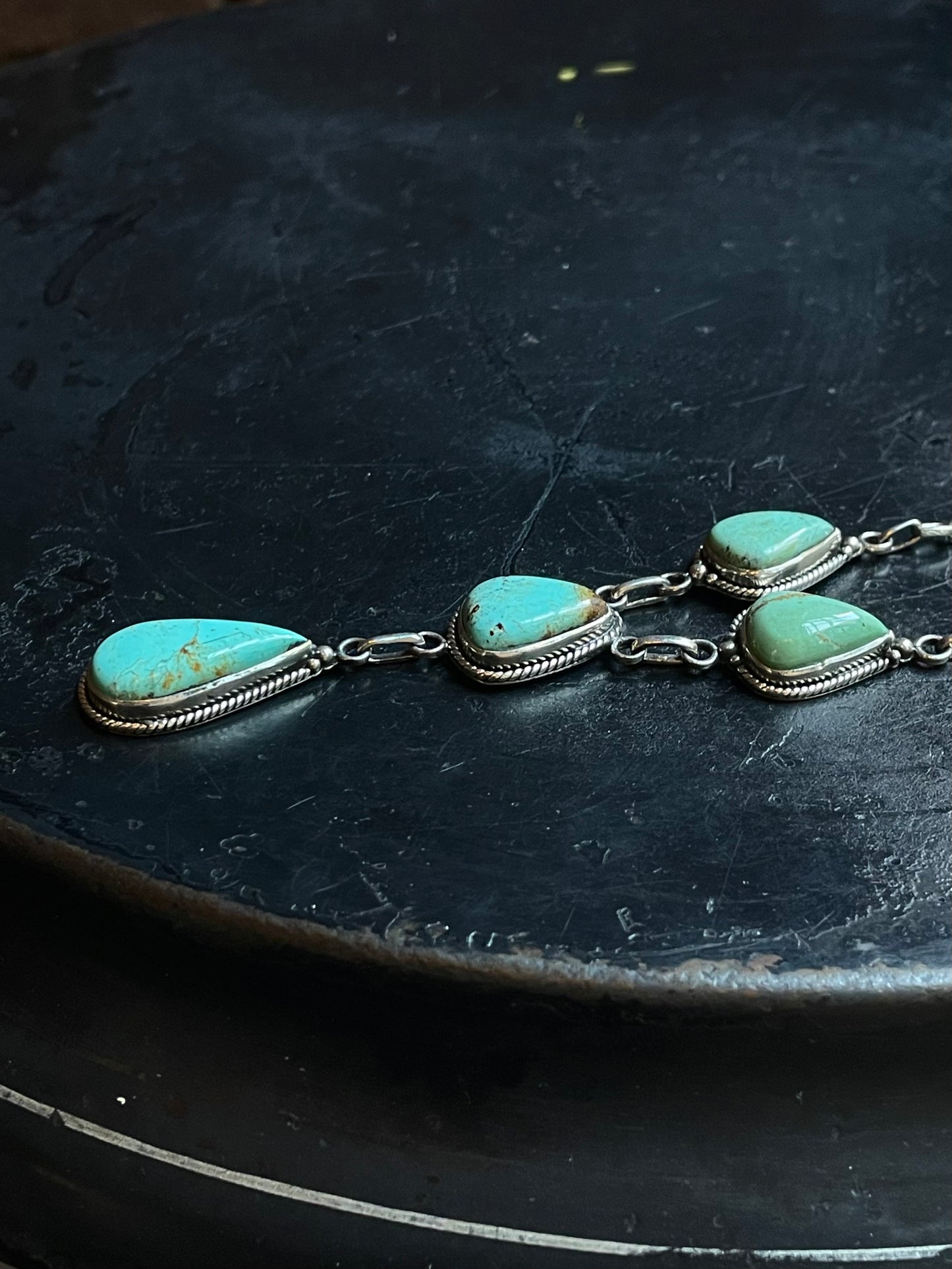Kingman Turquoise Lariat Necklace | 925 Sterling Silver E351