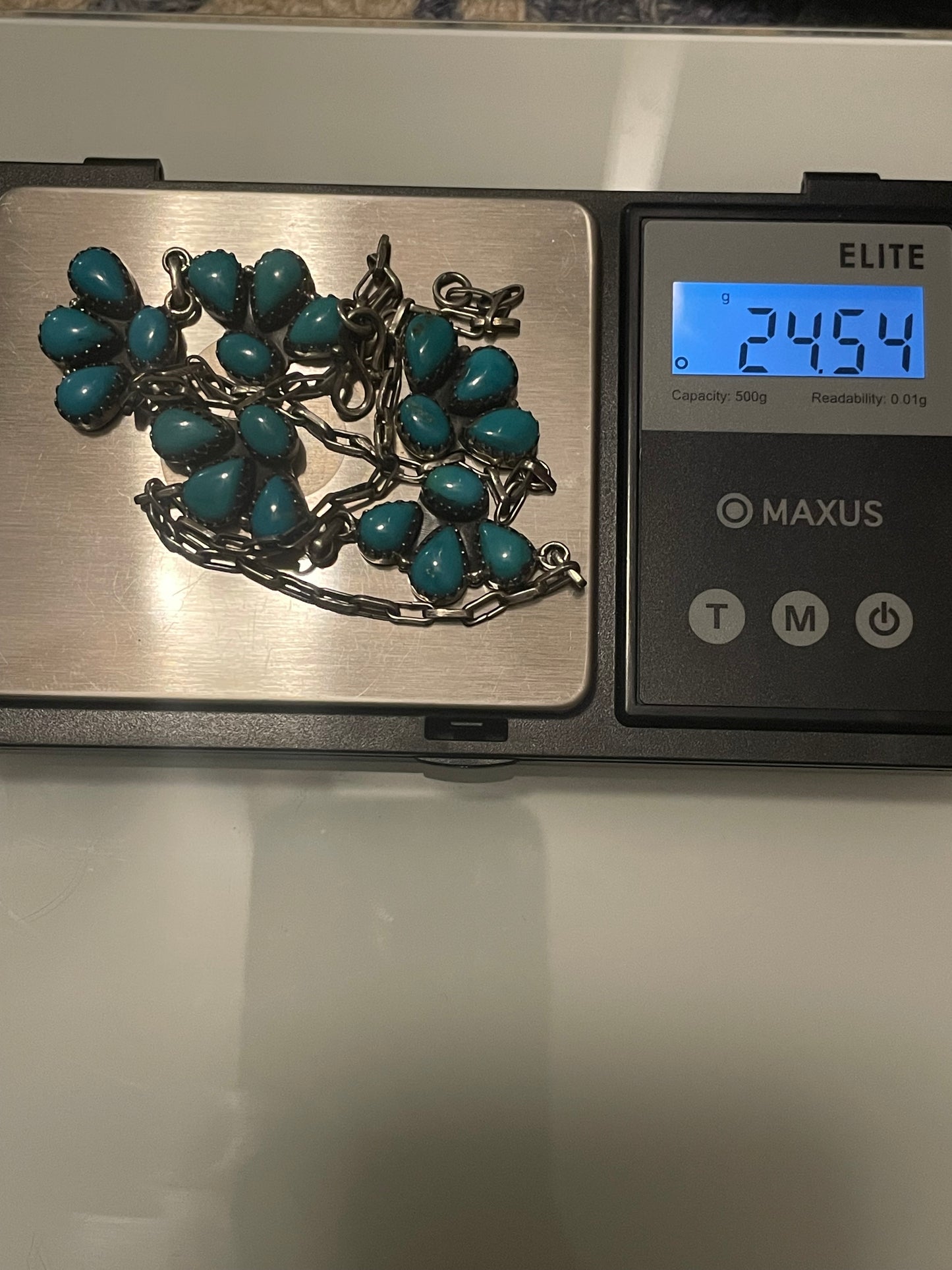 Kingman Turquoise Cluster Lariat Necklace | Sterling Silver G411