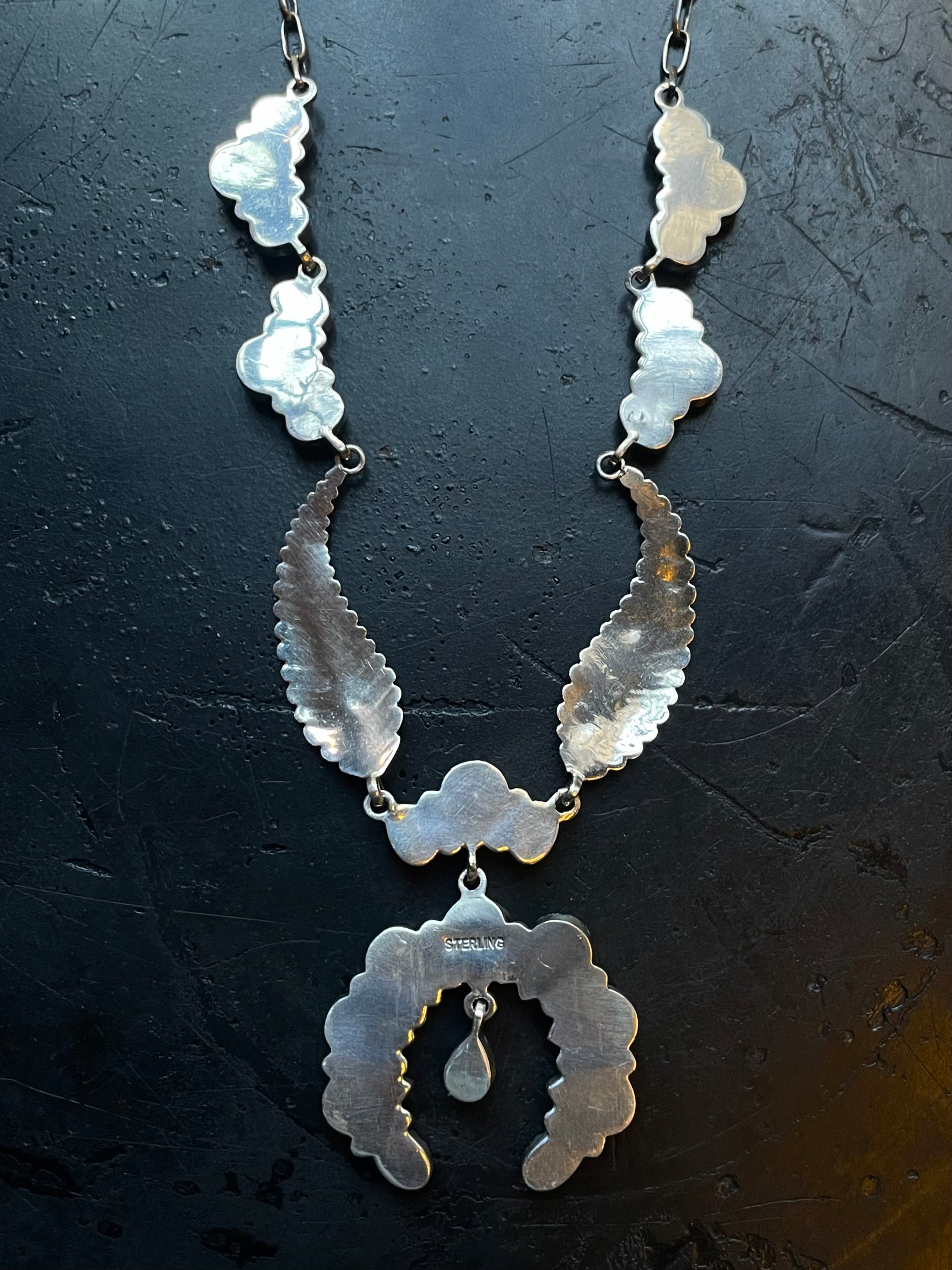 Kingman Turquoise Feather Naja Necklace | 925 Sterling Silver E622