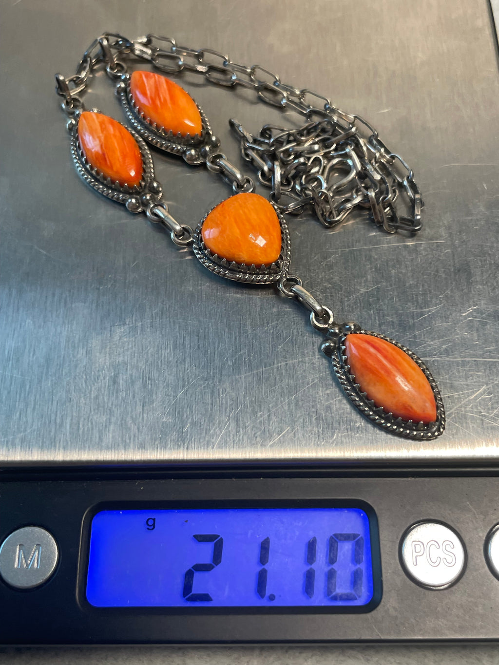 Orange Spiny Oyster Heart Necklace | 925 Sterling Silver D228