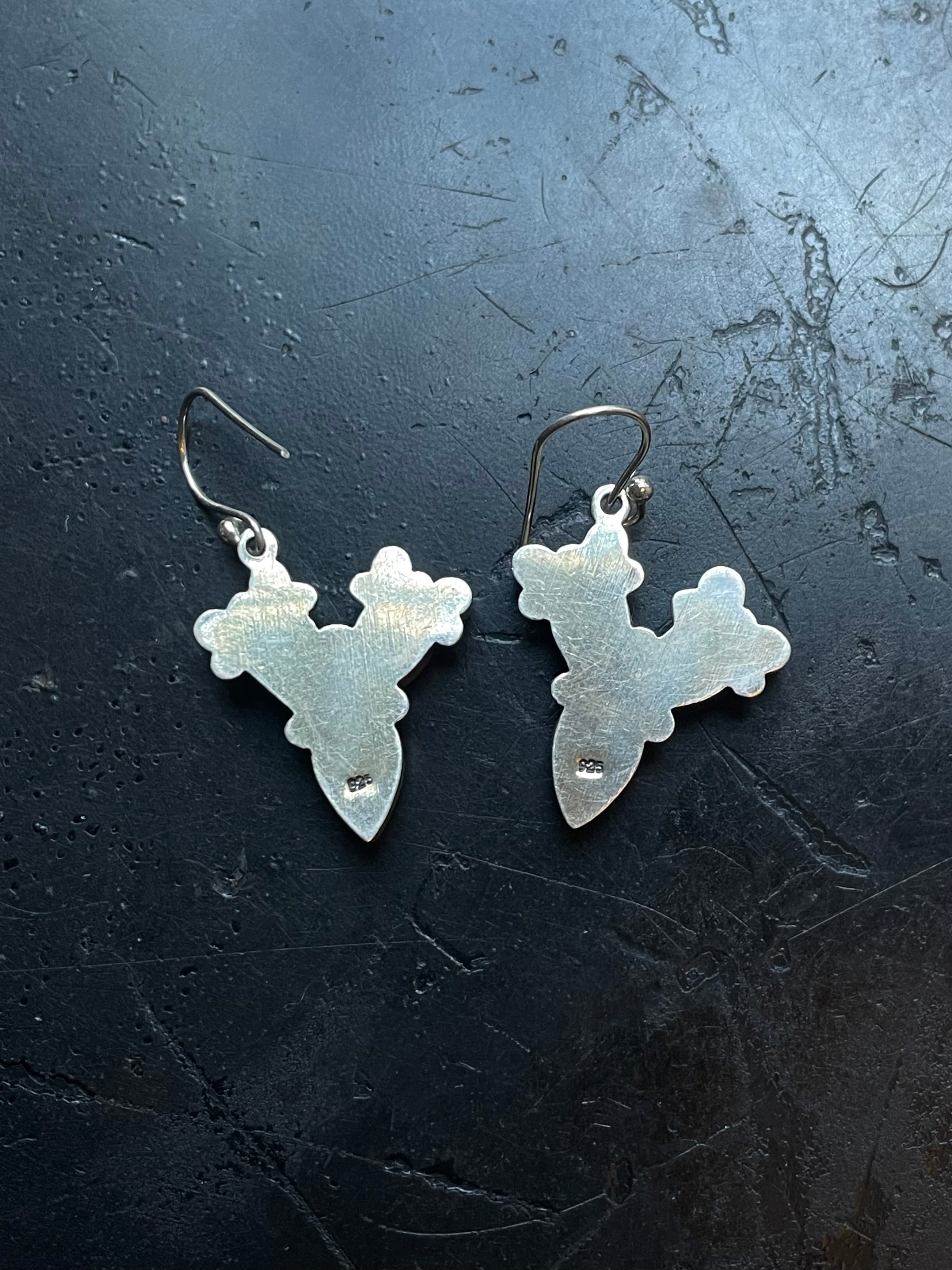 Kingman Turquoise Coral Cactus Earrings | Cluster Drop Hook E657