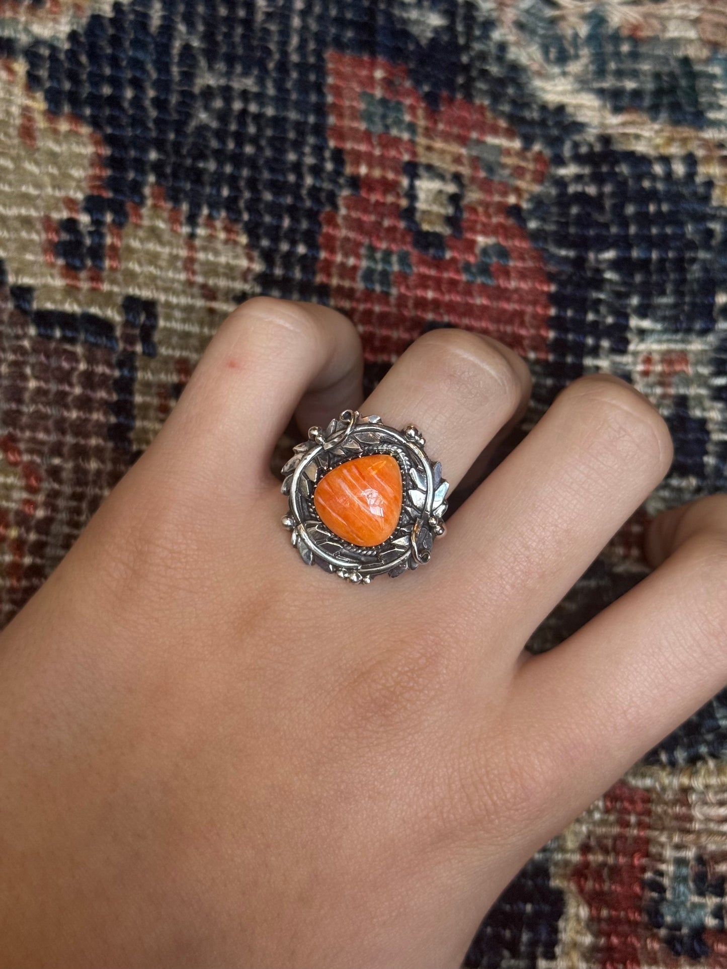 Spiny Oyster Leaf Ring | 925 Sterling Silver | Size 8 C242