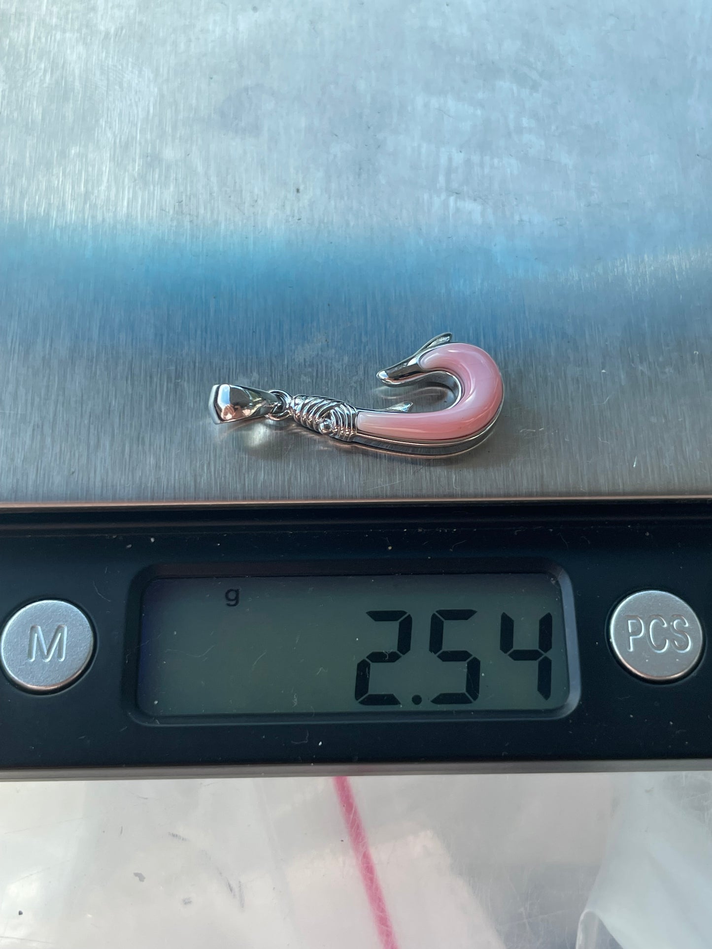 Pink Conch Fish Hook Pendant | 925 Sterling Silver B608