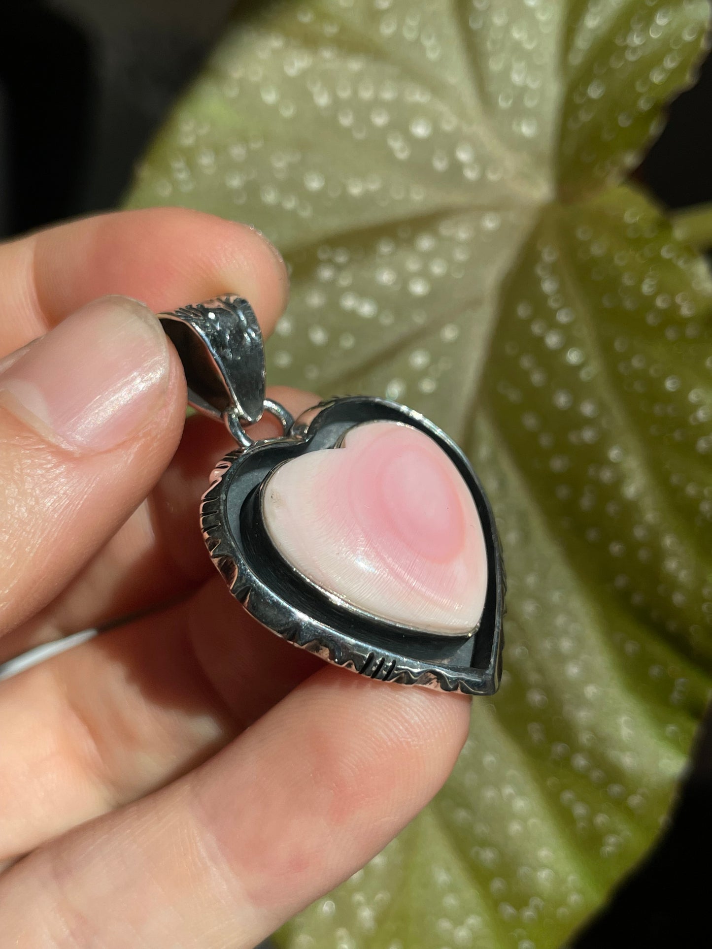 Pink Conch Heart Pendant | Sterling Silver 925 B841