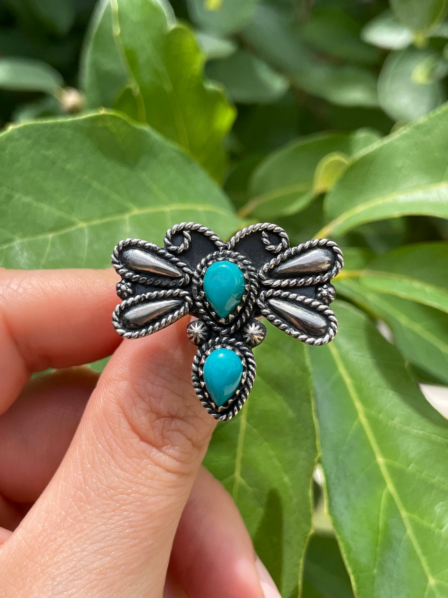 Kingman Turquoise Dragonfly Ring Size 6.5 | 925 Sterling Silver D184