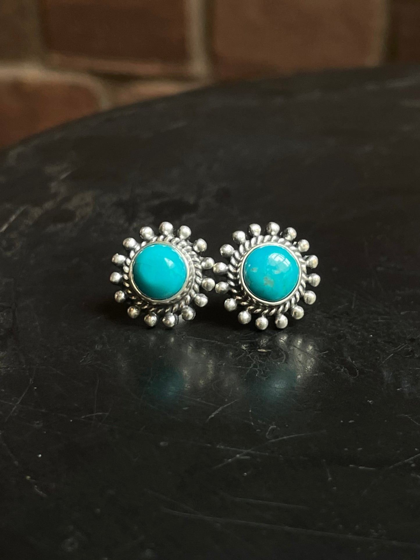 Kingman Turquoise Stud Earrings | 925 Sterling Silver E815