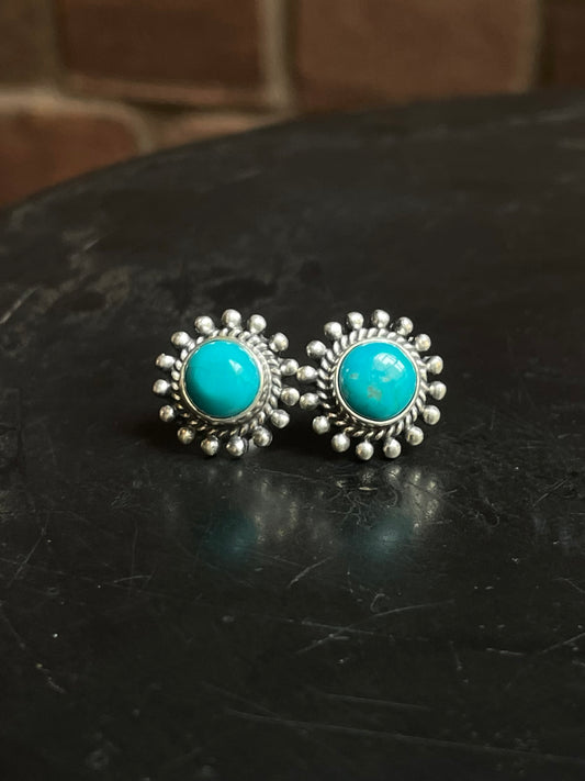 Kingman Turquoise Stud Earrings | 925 Sterling Silver E815