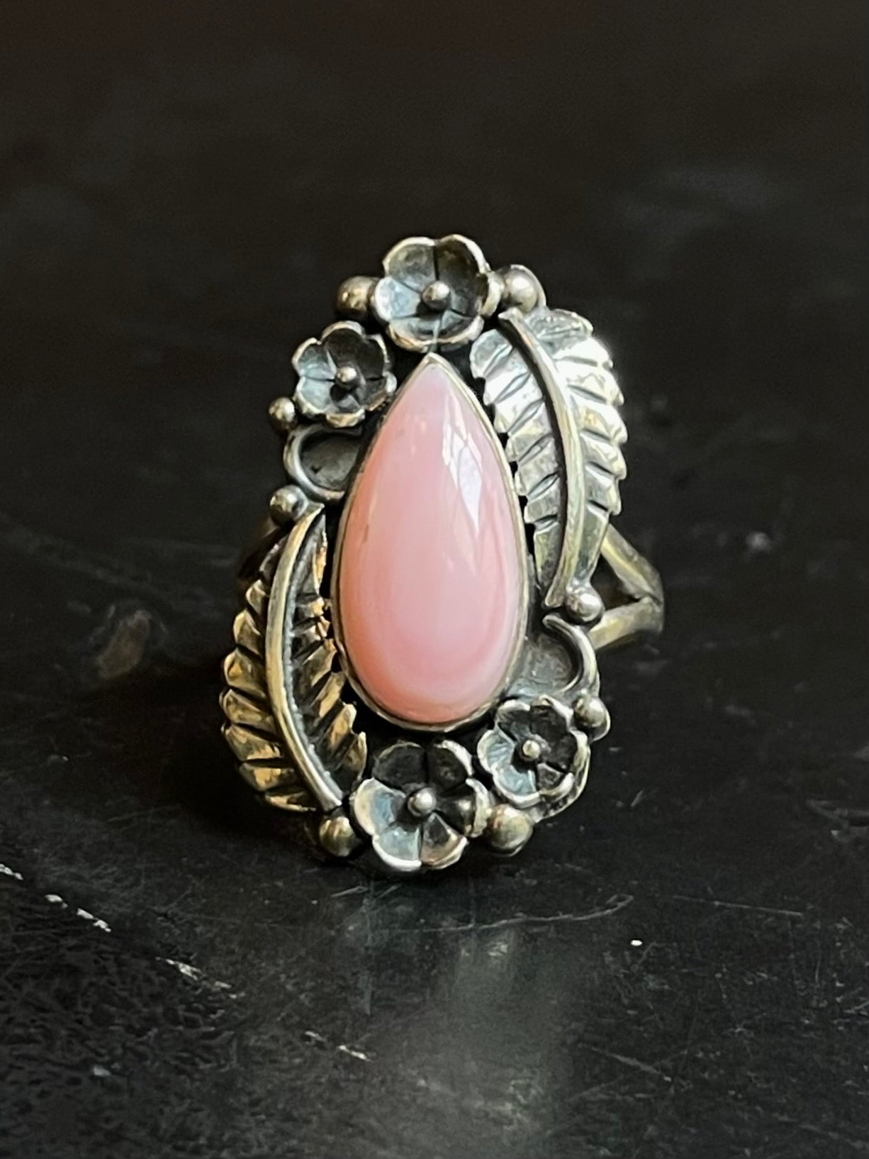 Pink Conch Feather Ring Size 8 | Sterling Silver E910