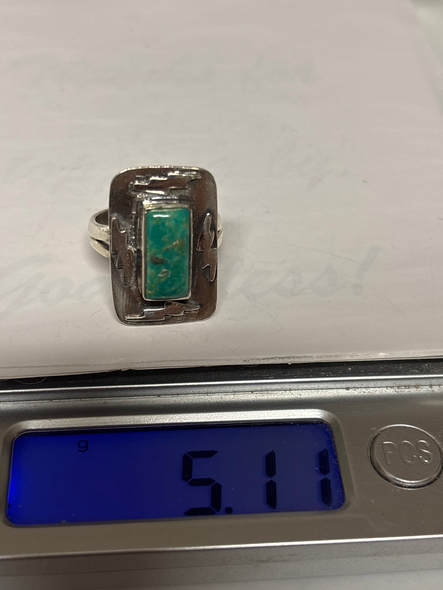 Turquoise Lightning Bolt Ring Size 6 | 925 Sterling Silver C918