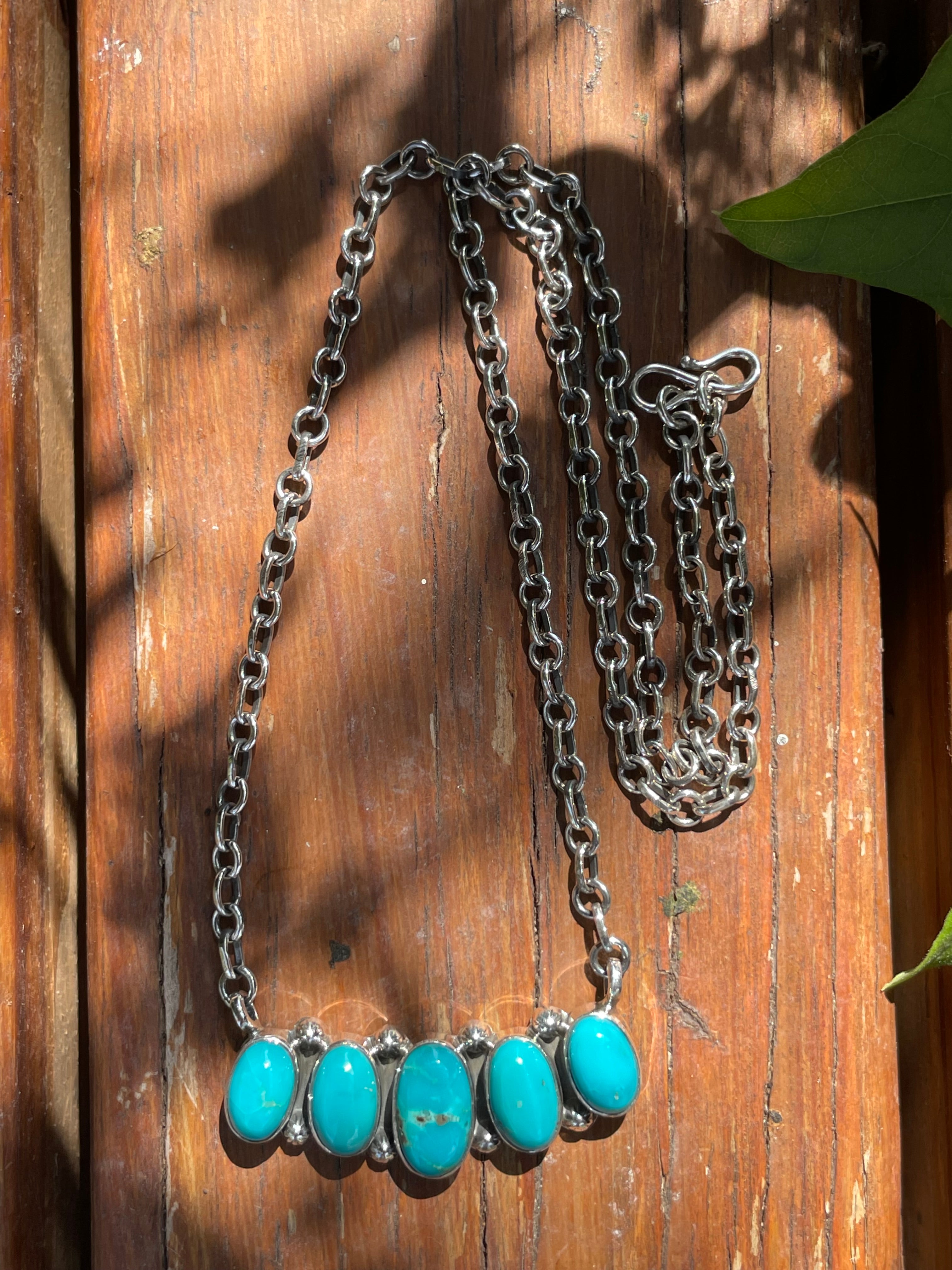 Turquoise Bar Chain Necklace | 925 Sterling Silver B157
