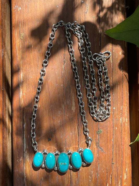 Turquoise Bar Chain Necklace | 925 Sterling Silver B157
