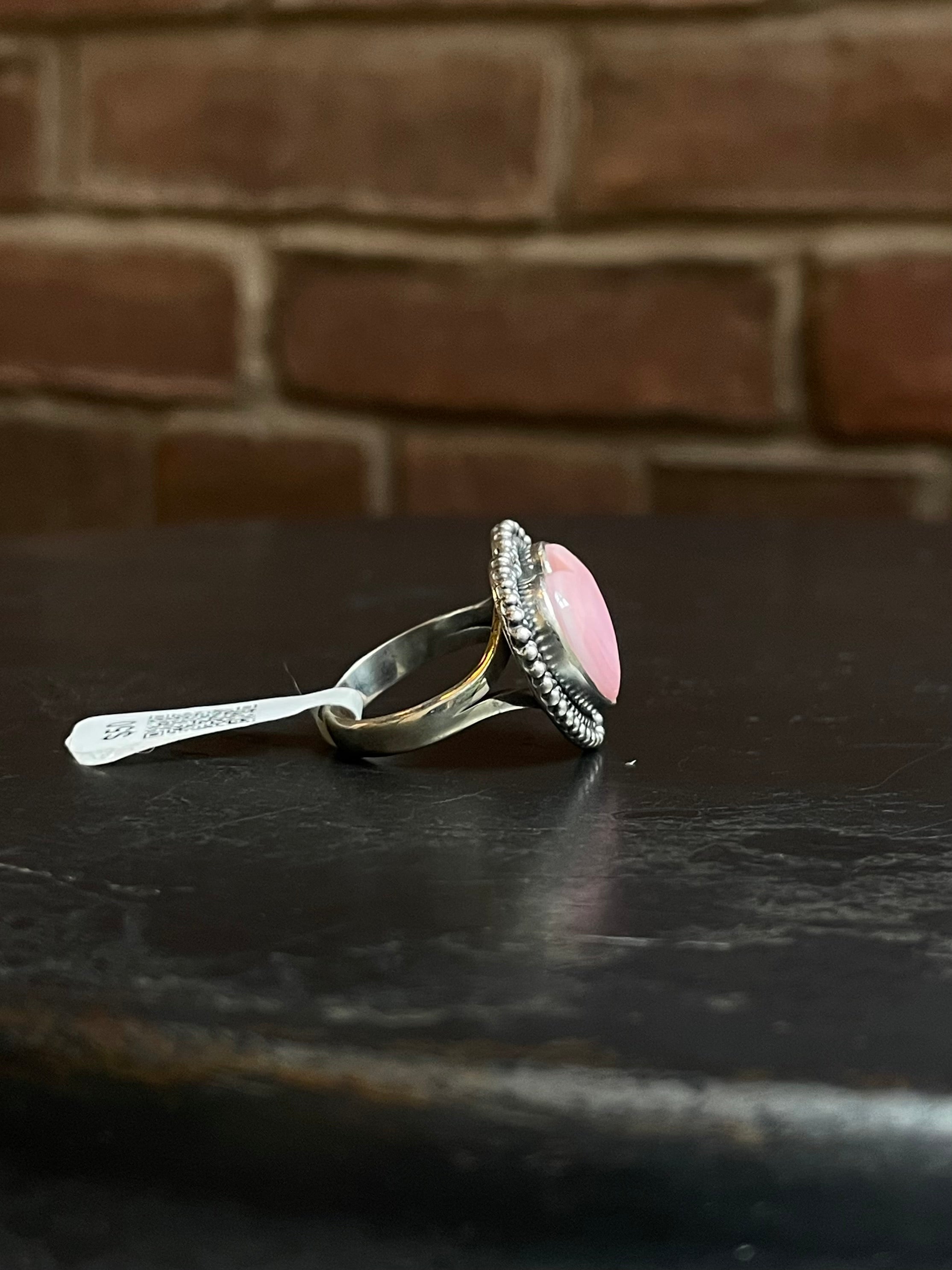 Pink Conch Heart Ring | Sterling Silver | Size 7 | A360