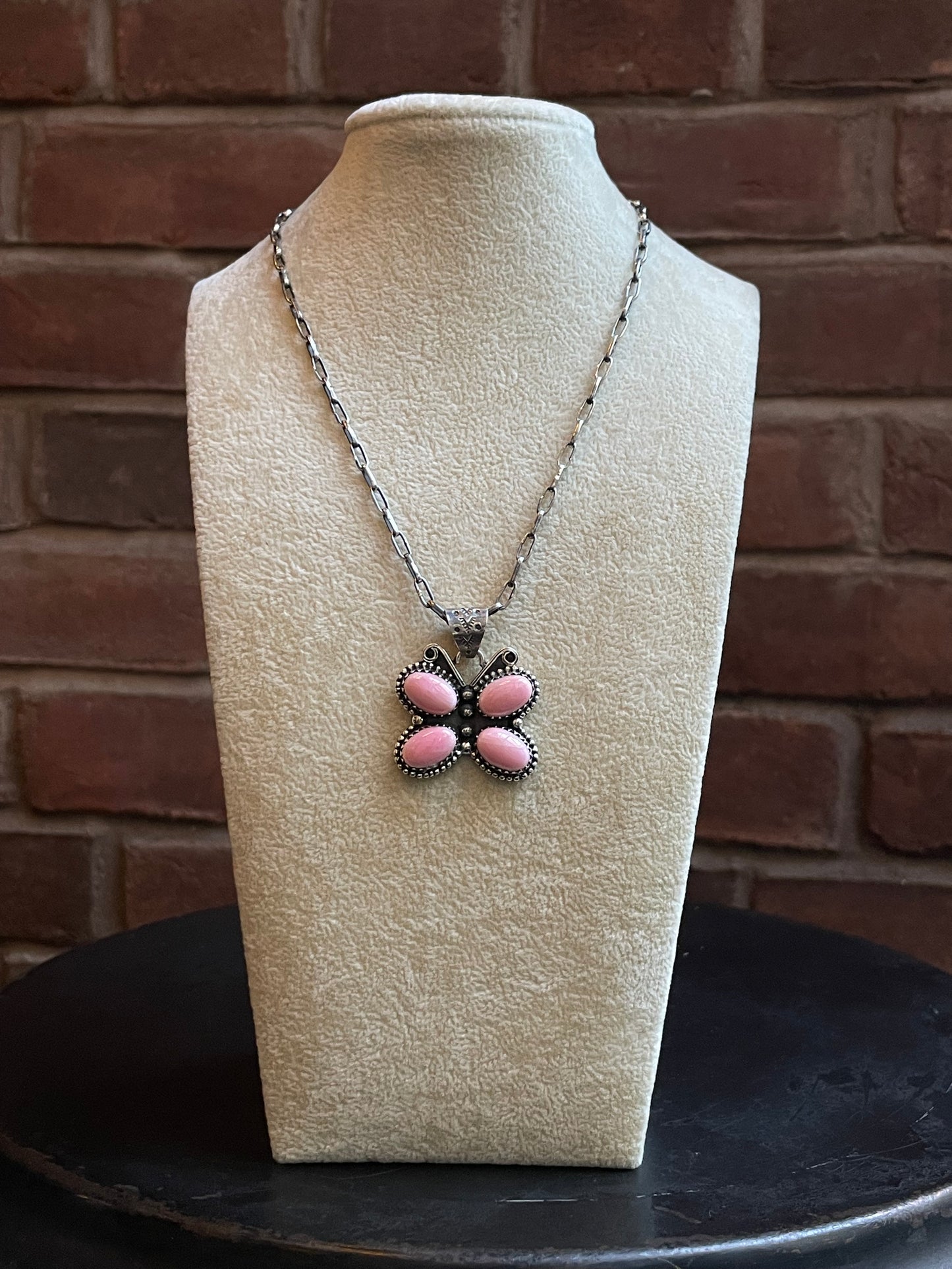 Pink Conch Butterfly Pendant | 925 Sterling Silver E229