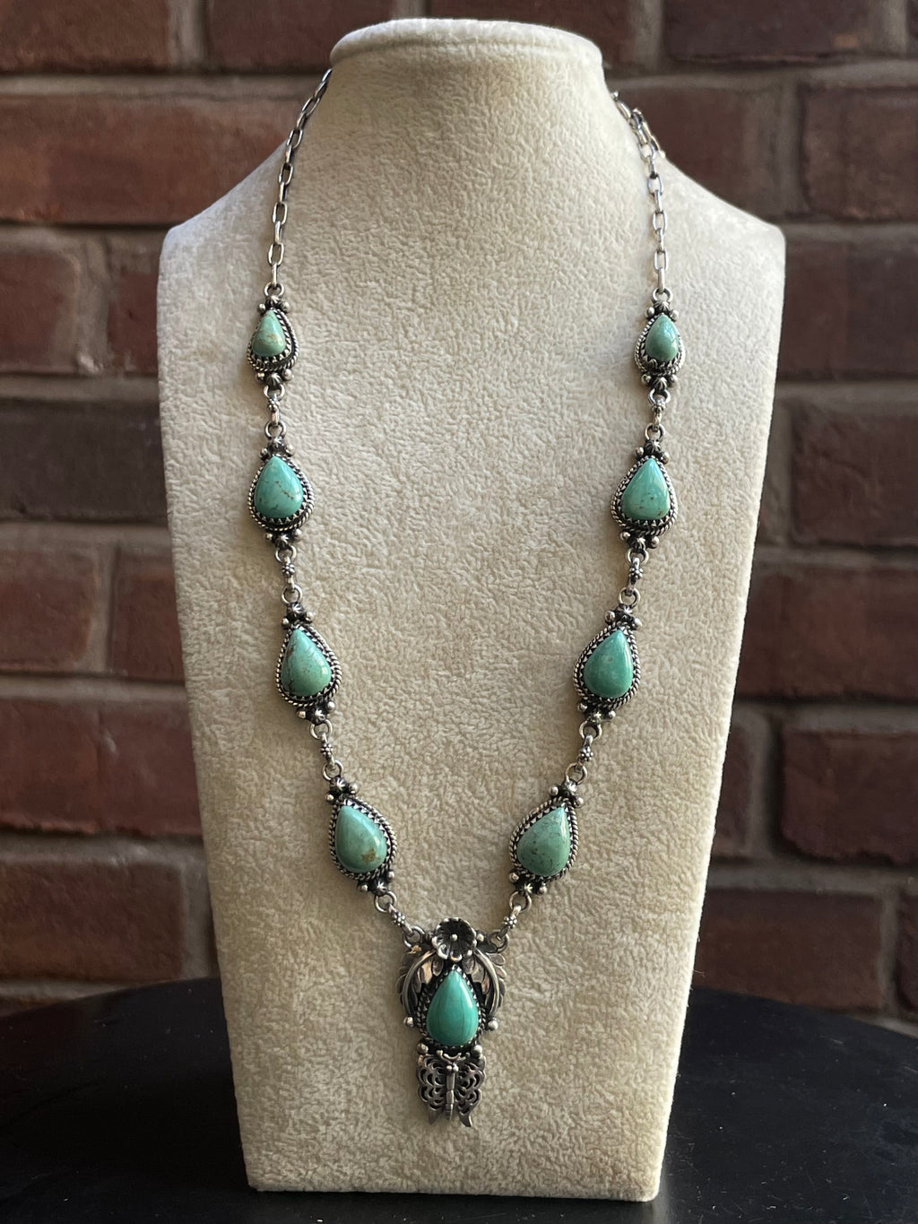 Kingman Turquoise Feather Lariat Necklace | 925 Sterling Silver G610