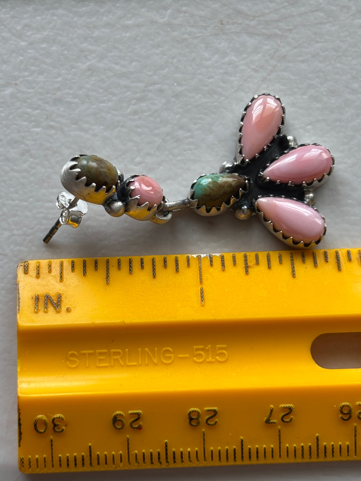 Pink Conch & Turquoise Stud Earrings | 925 Sterling Silver