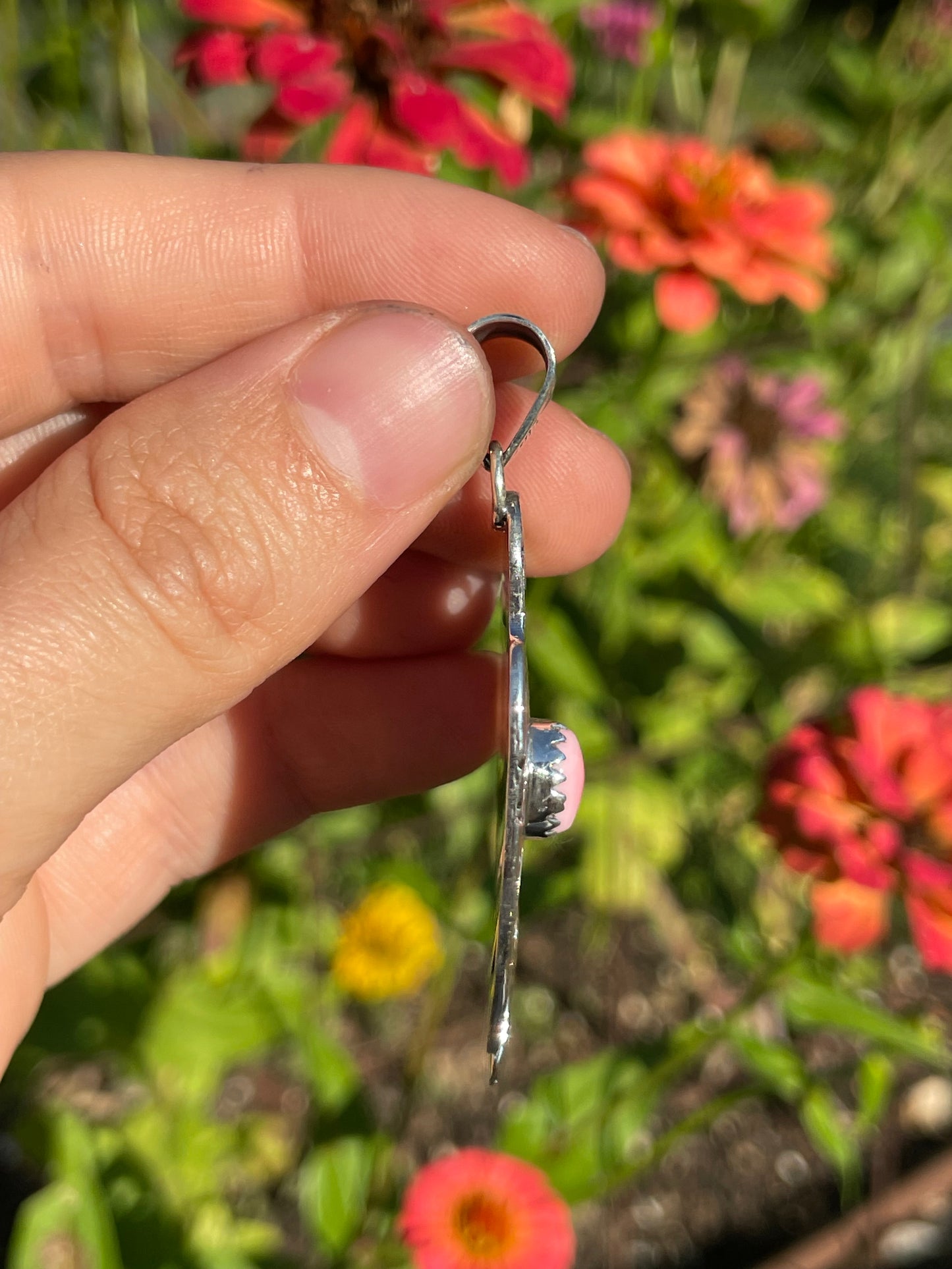 Pink Conch Thunderbird Pendant | Handcrafted Sterling Silver 925 B468