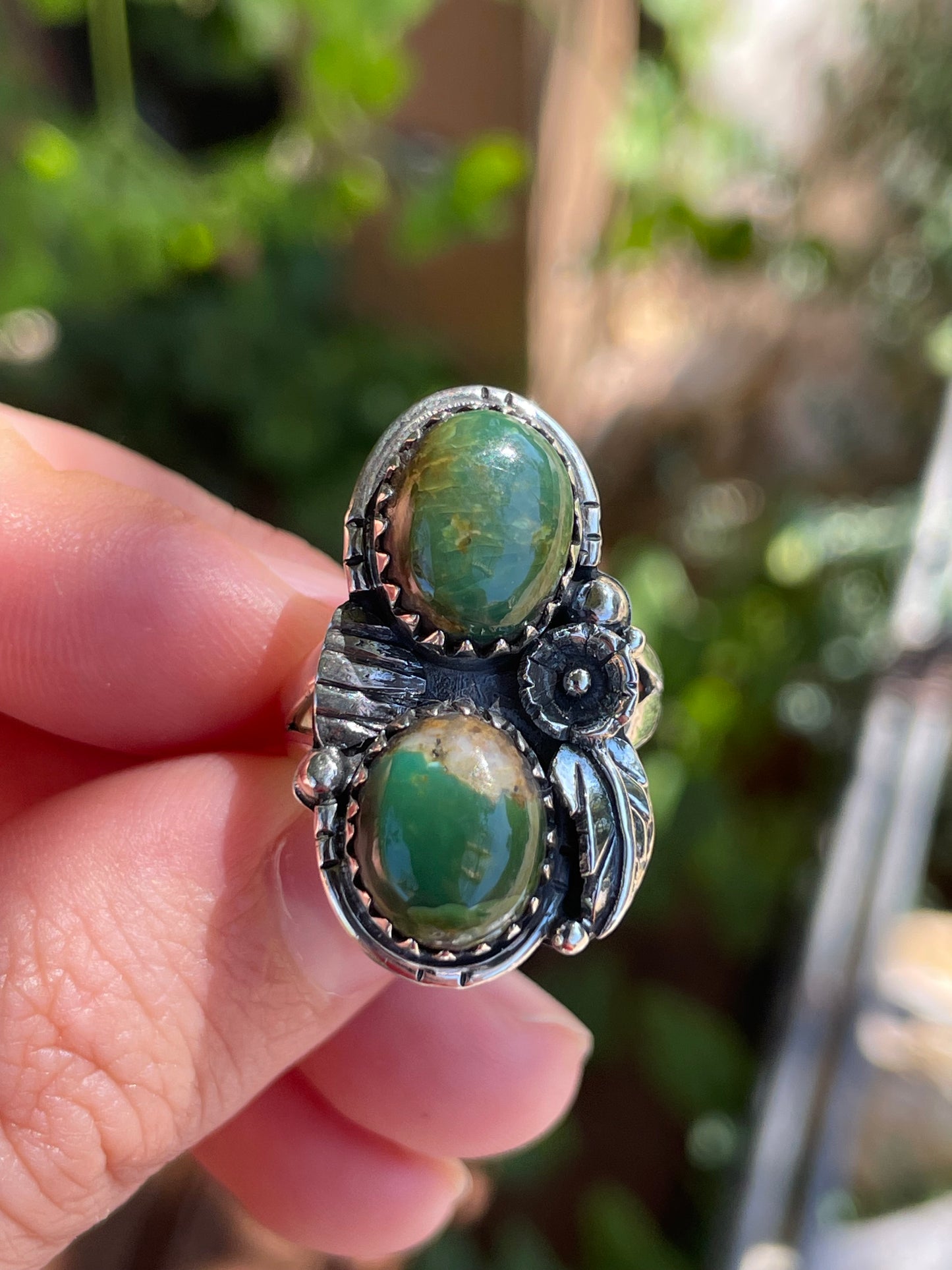 Turquoise Leaf Ring | Size 7 | 925 Sterling Silver Z87