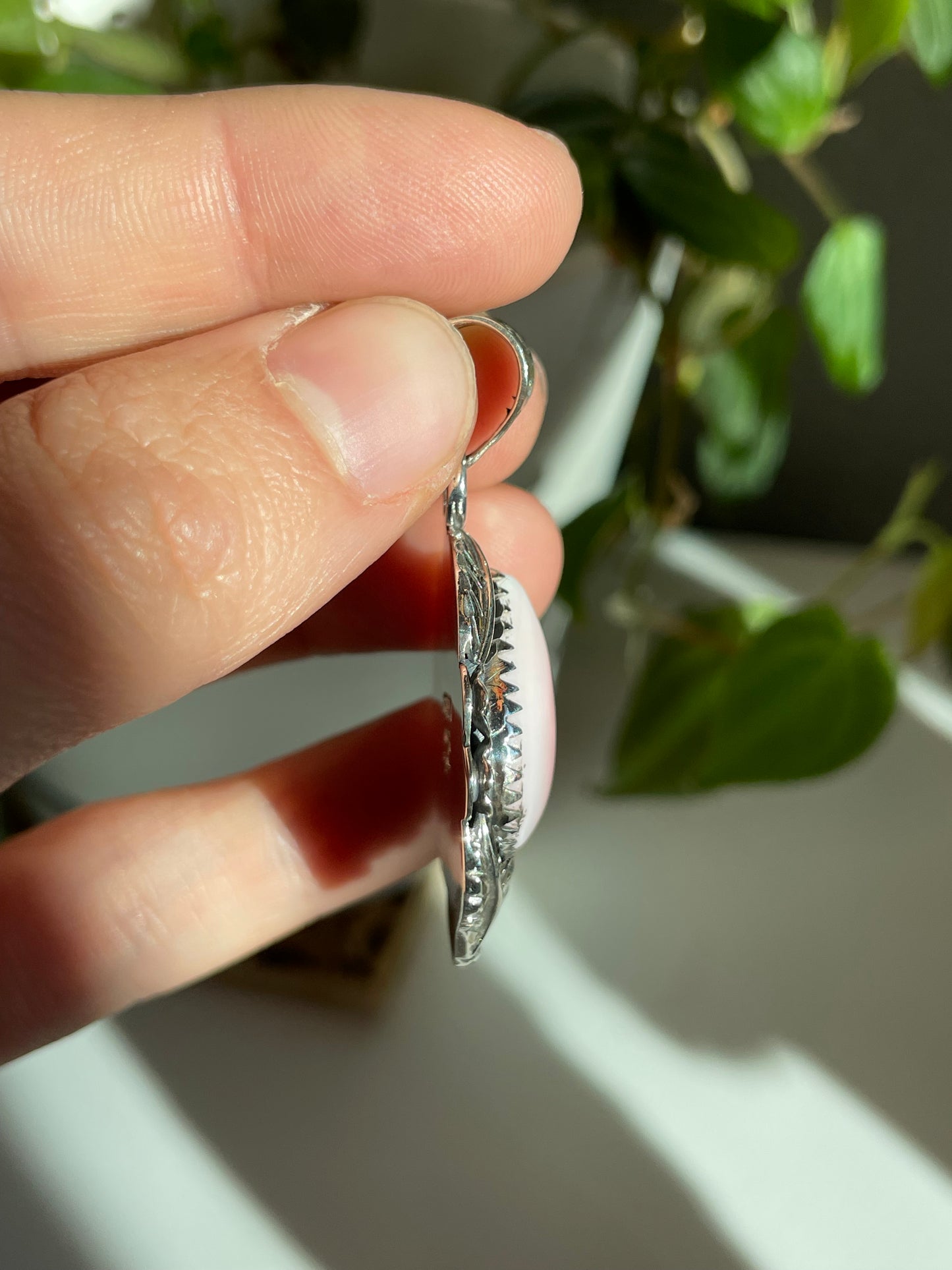 Pink Conch Tear Drop Pendant | Sterling Silver 925 B810