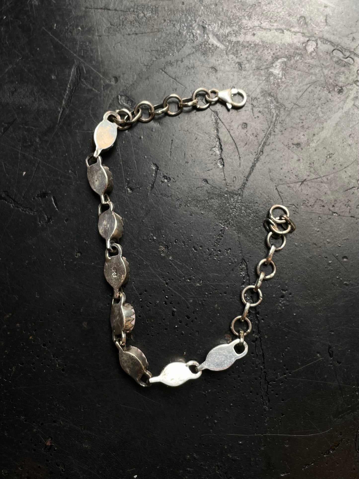 Pink Conch Link Bracelet | 925 Sterling Silver E108