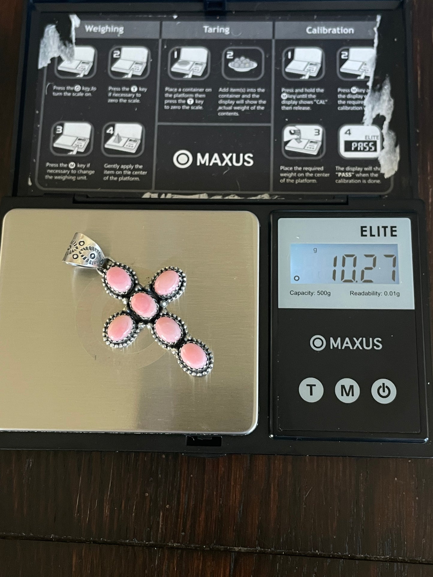 Pink Conch Cross Pendant | Sterling Silver E719
