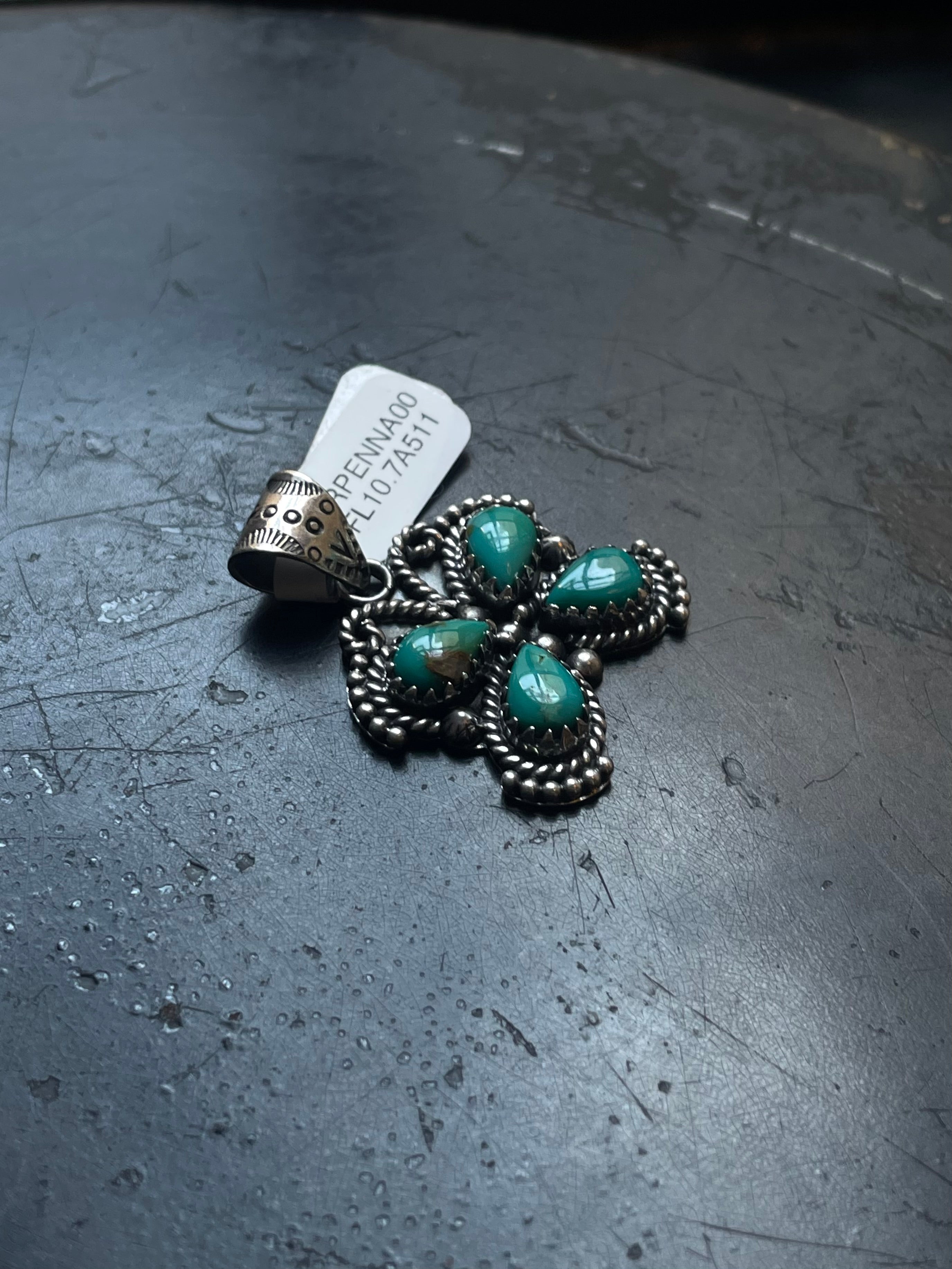 Kingman Turquoise Butterfly Pendant | Sterling Silver | A511