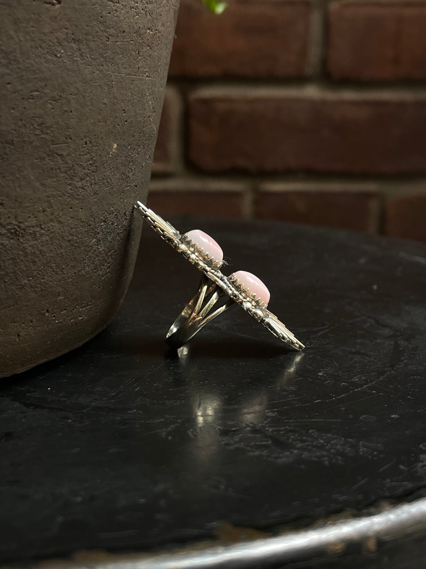 Pink Conch 2 Stone Ring | 925 Sterling Silver | Size 6 E300