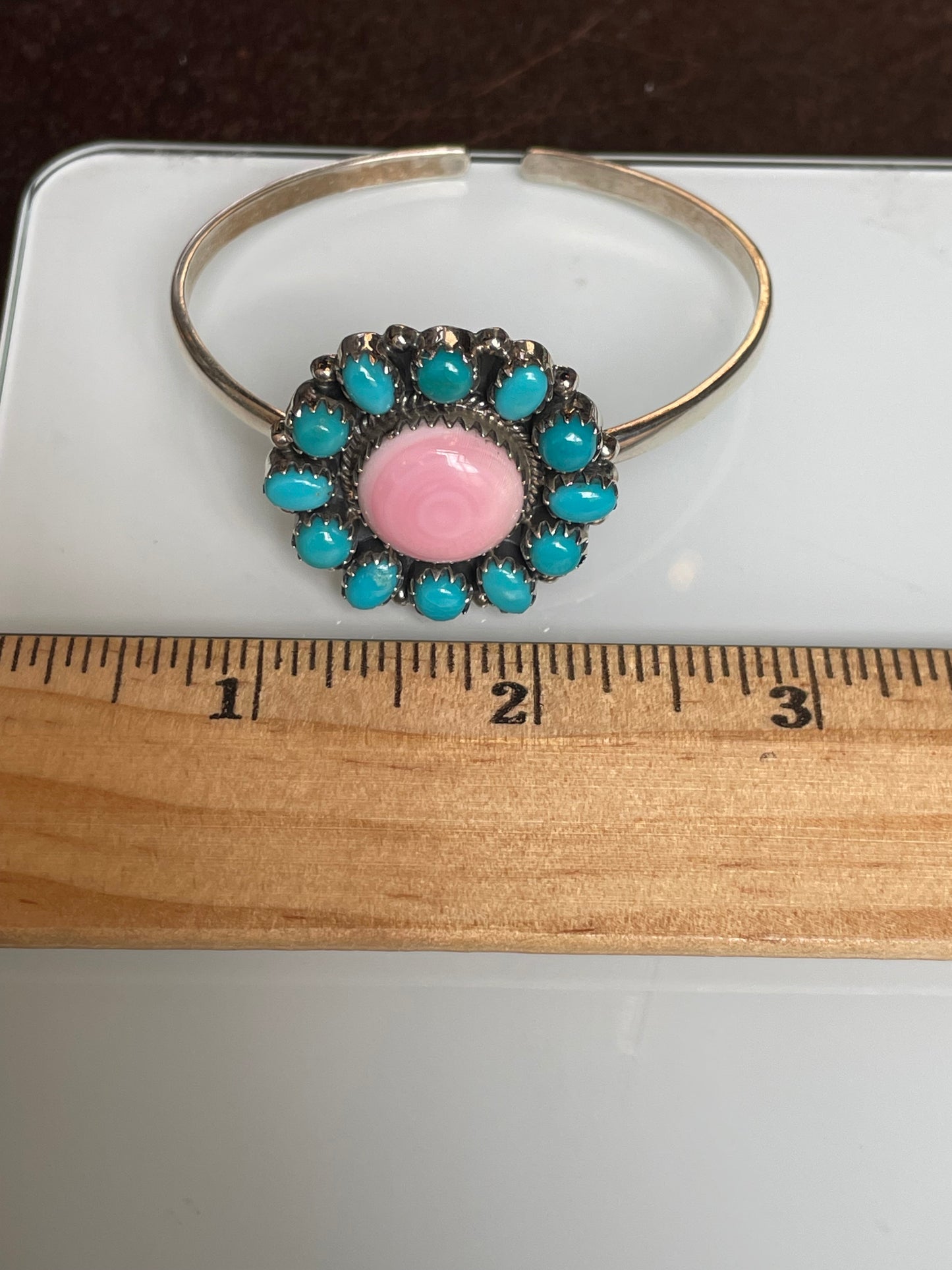 Pink Conch Turquoise Cuff Bracelet | 925 Sterling Silver C483