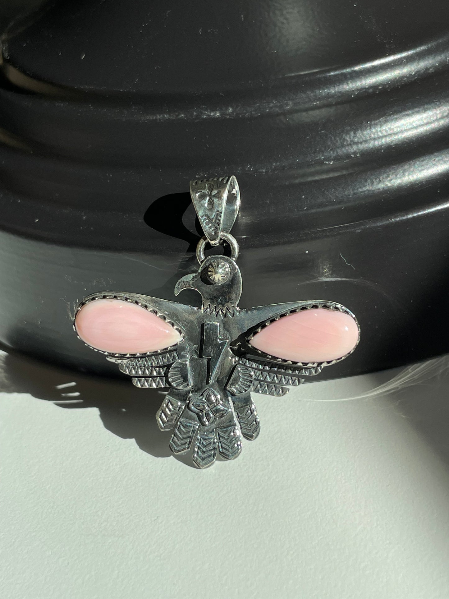 Pink Conch Thunderbird Pendant | Sterling Silver 925 B853