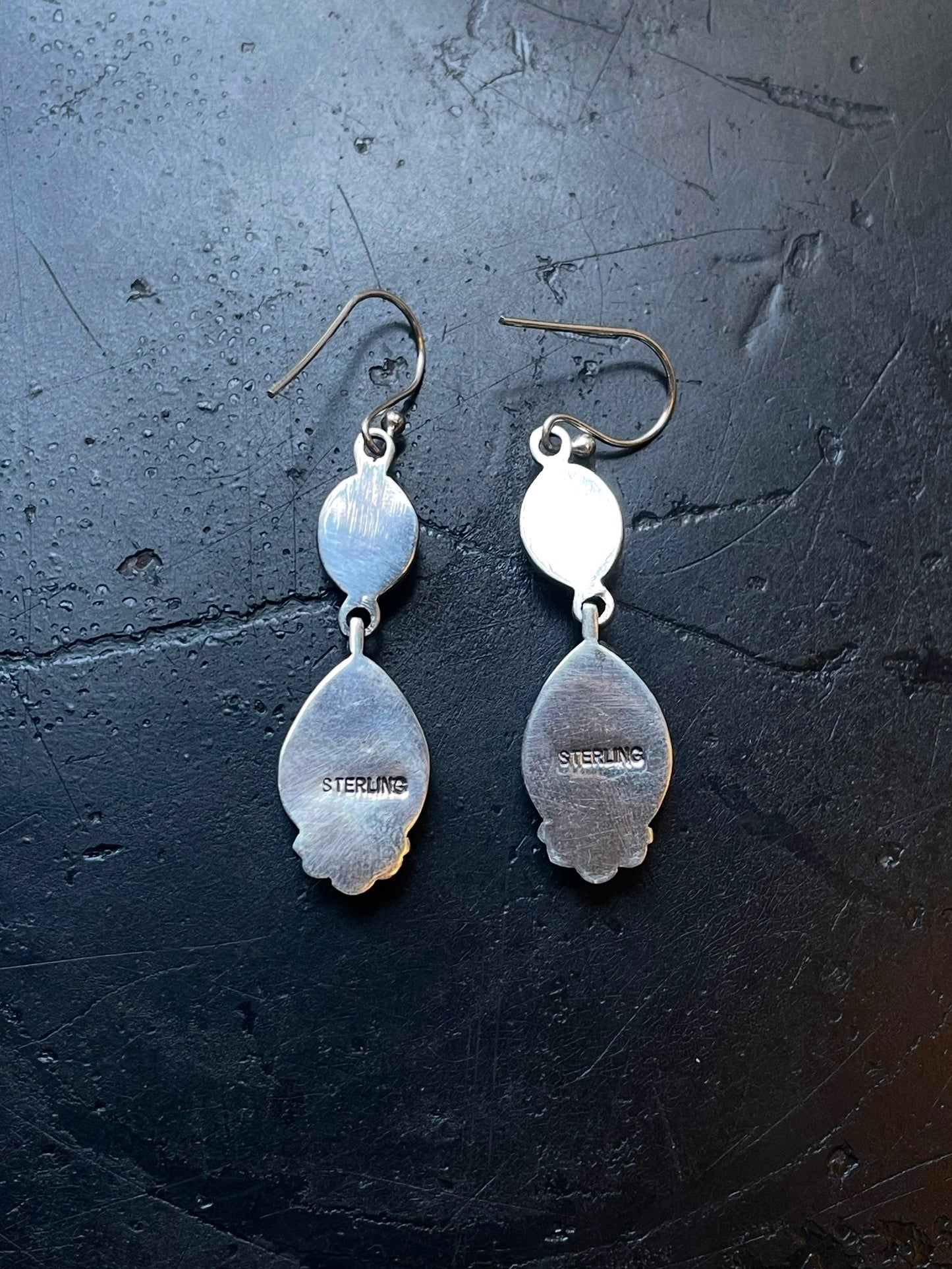 Pink Conch Kingman Turquoise Earrings | Teardrop Drop Hook E668