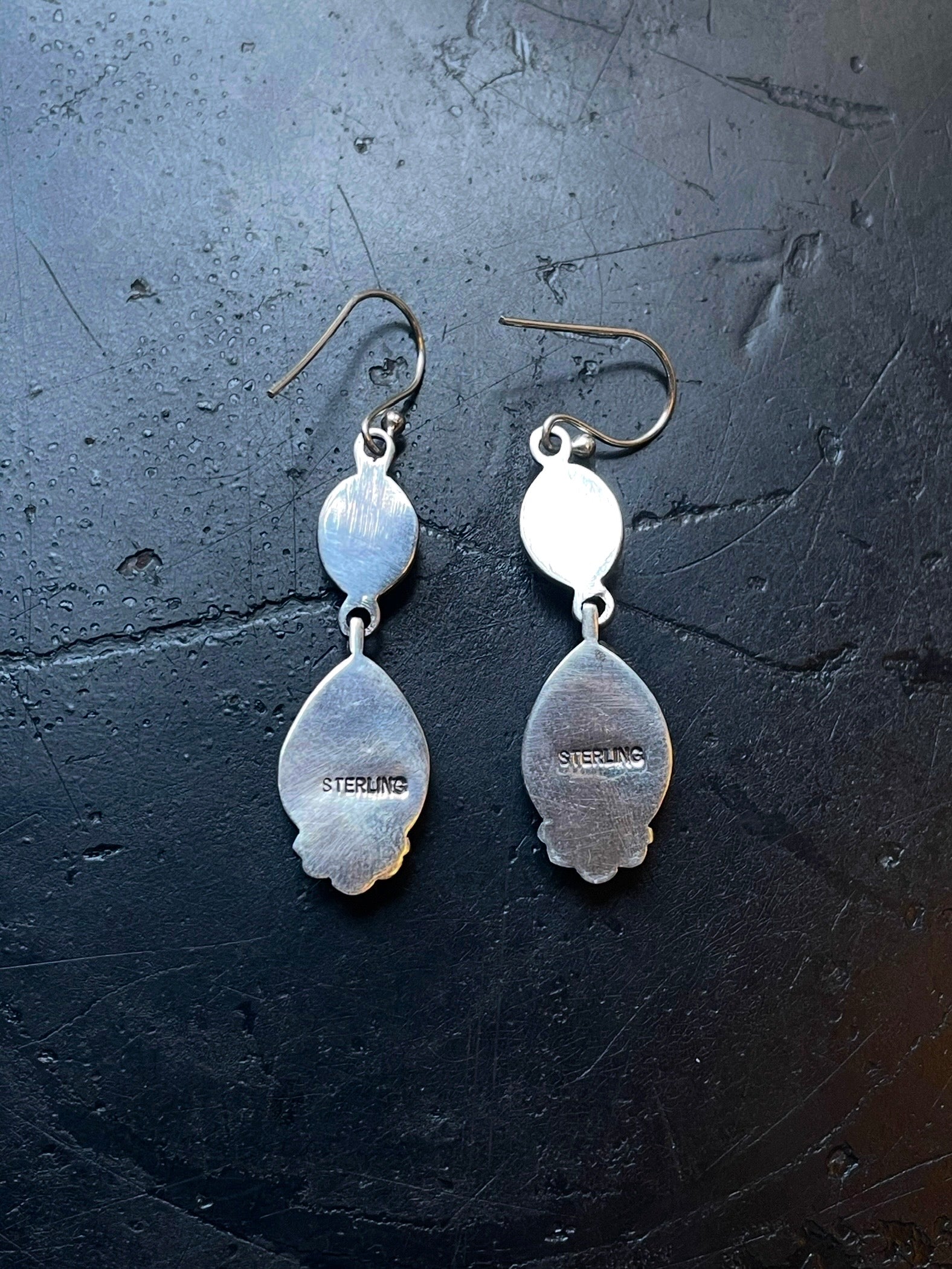 Pink Conch Kingman Turquoise Earrings | Teardrop Drop Hook E668