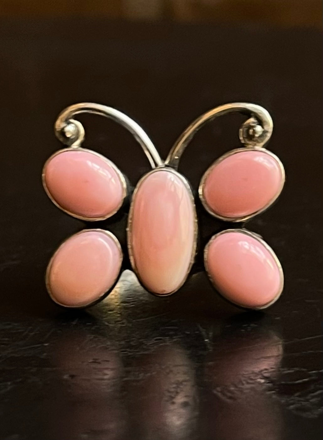 Pink Conch Butterfly Ring Size 7.5 | 925 Sterling Silver G108