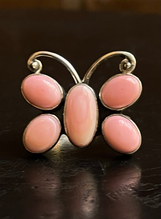 Pink Conch Butterfly Ring Size 7.5 | 925 Sterling Silver G108