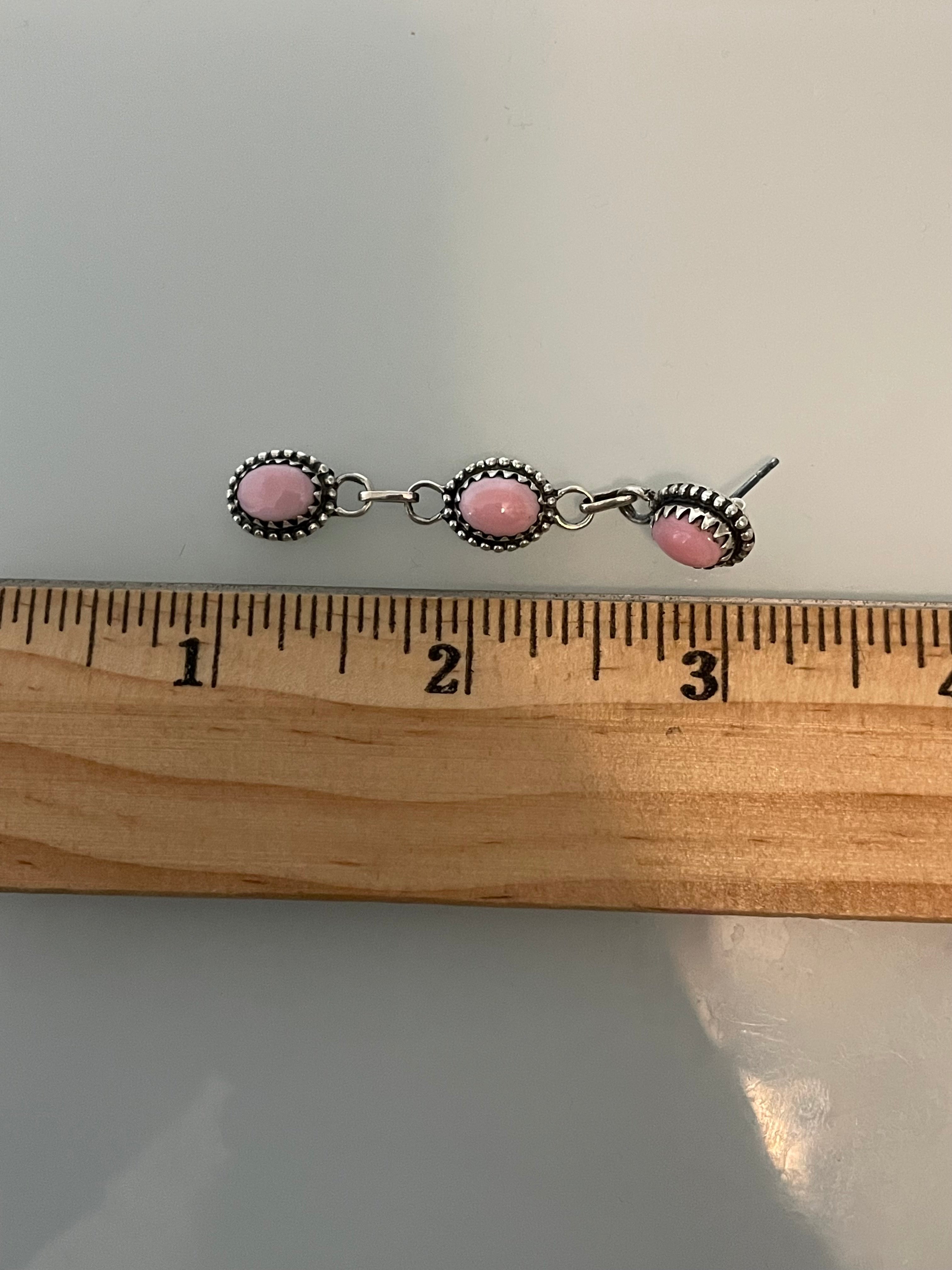 Pink Conch Drop Stud Earrings | 925 Sterling Silver C834