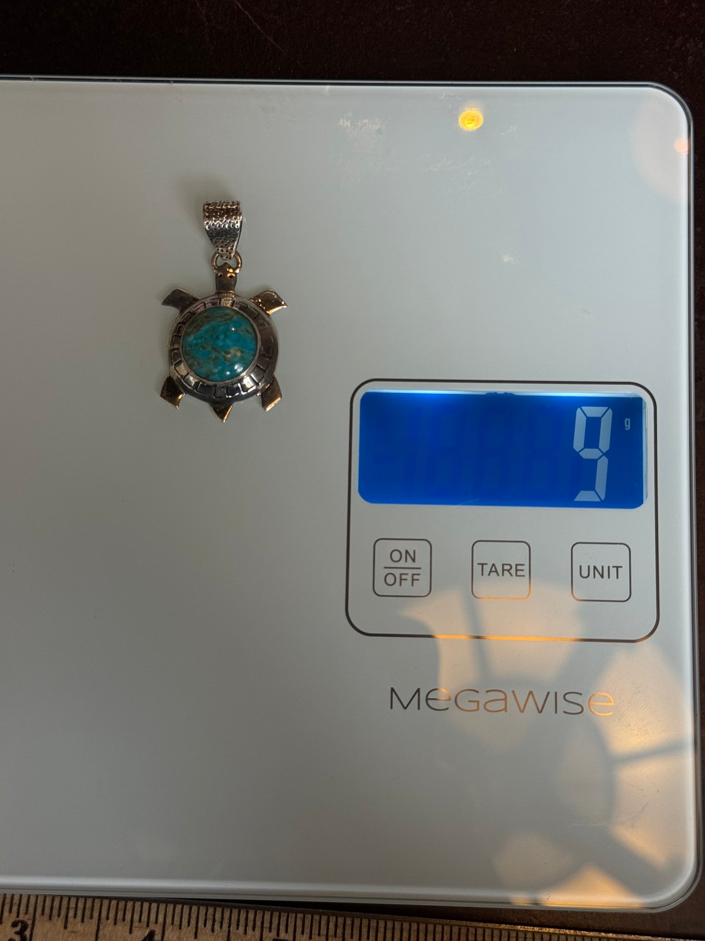 Turquoise Turtle Pendant | Sterling Silver 925 | Southwest C376