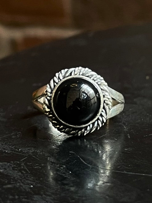 Black Onyx Ring Size 8 | 925 Sterling Silver E766