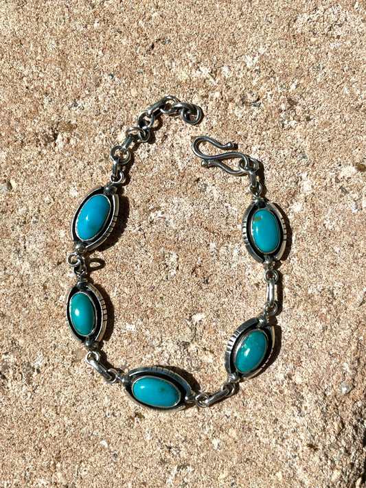 Kingman Turquoise Link Bracelet | Sterling Silver D137