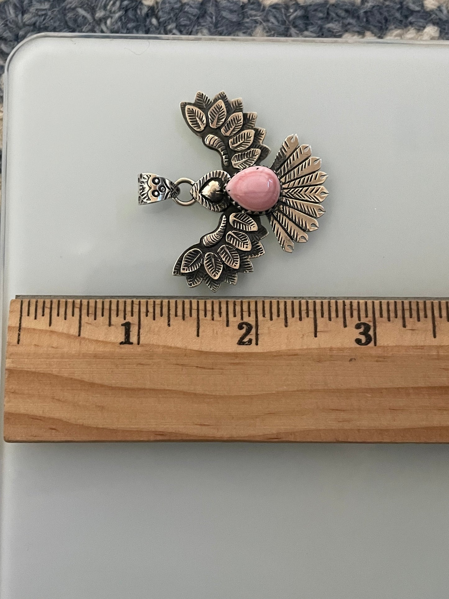Pink Conch Thunderbird Pendant | 925 Sterling Silver C903