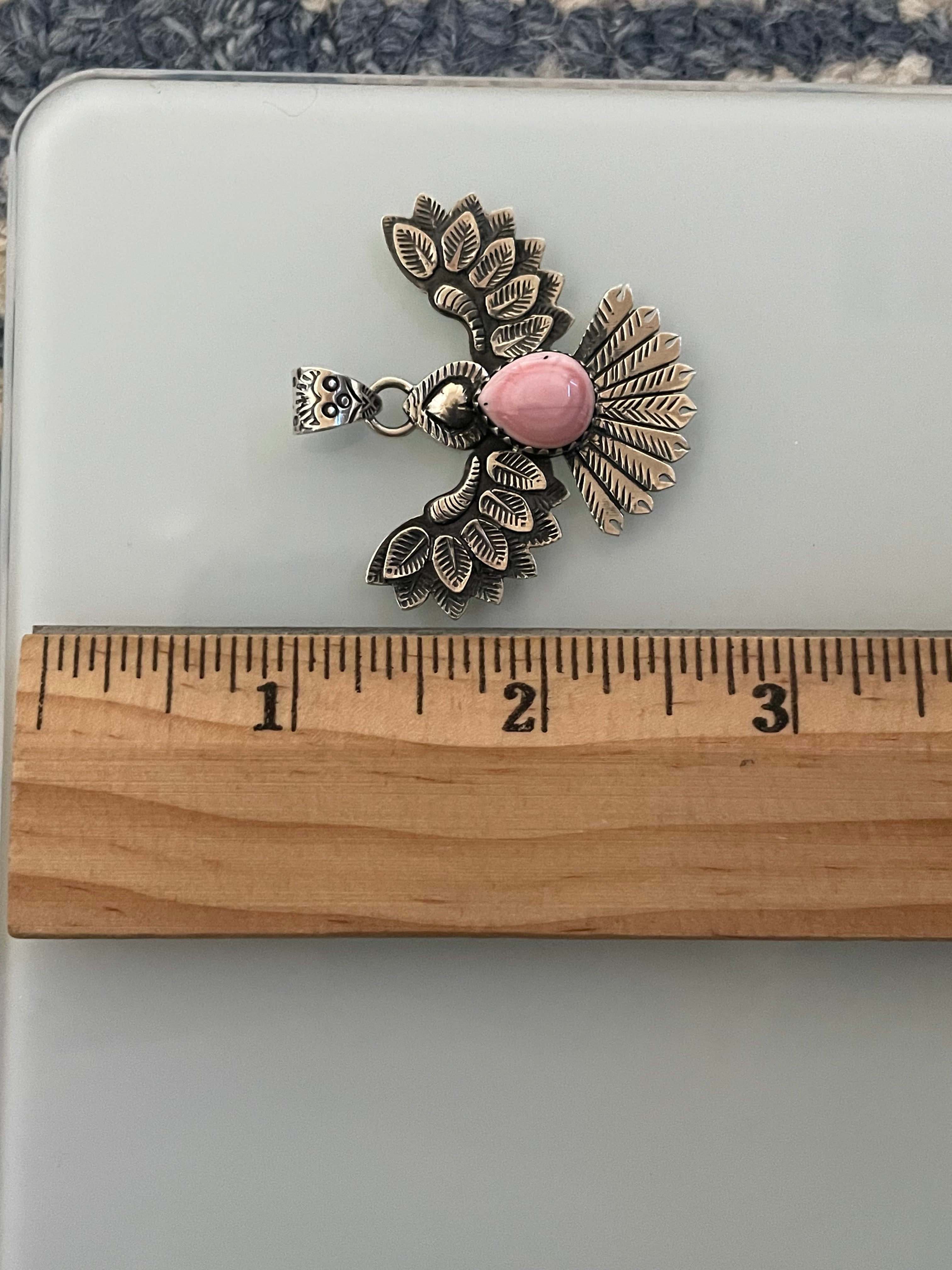 Pink Conch Thunderbird Pendant | 925 Sterling Silver C903