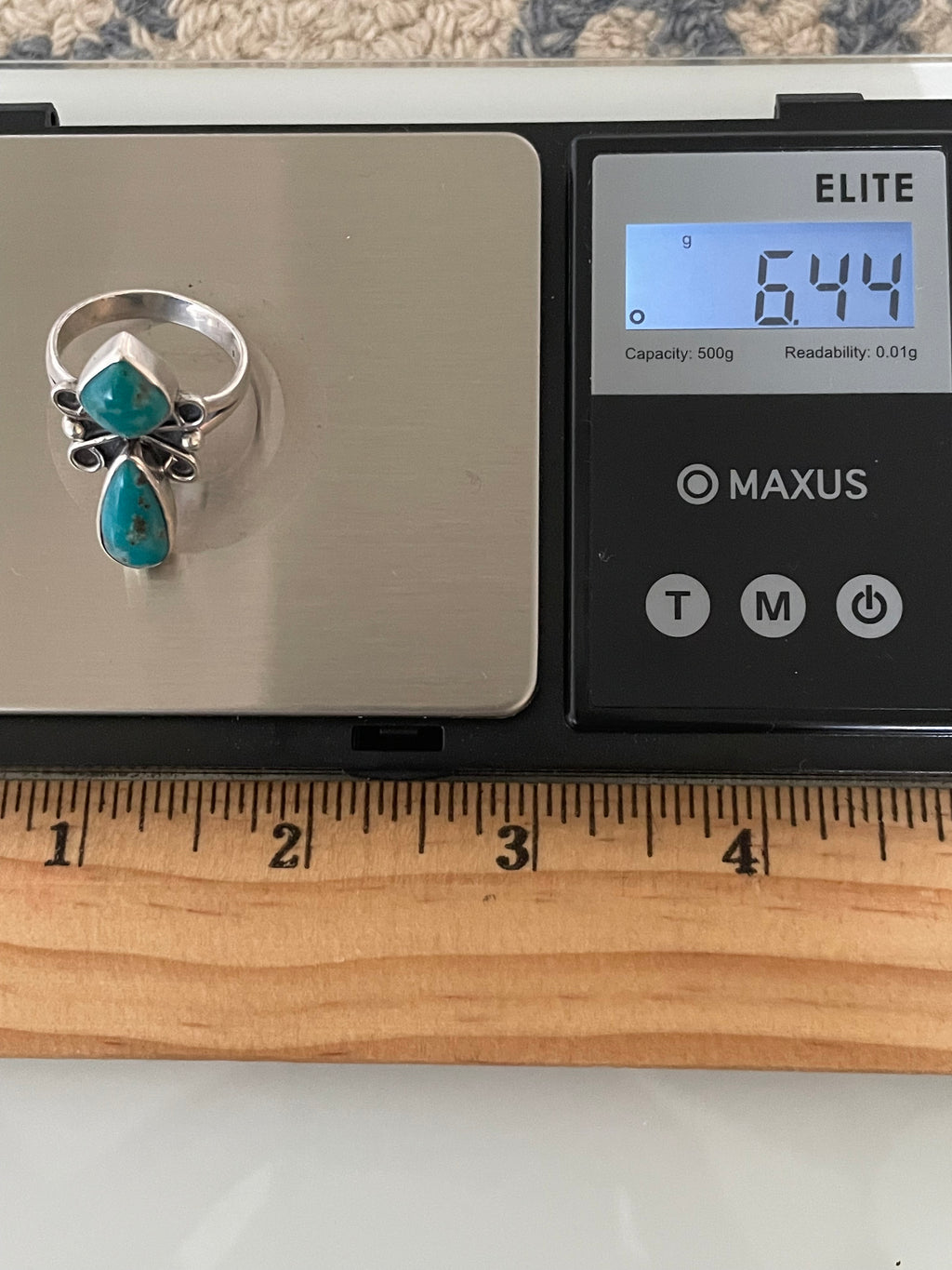 Turquoise Double Stone Ring | 925 Sterling Silver Size 8 G808
